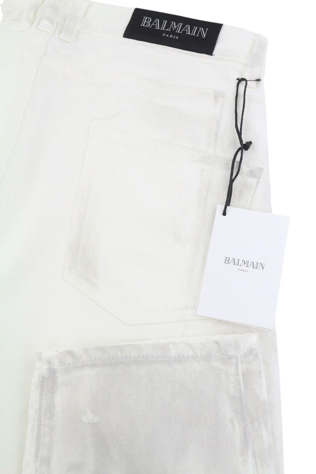 Balmain 29 White Distress Straight Destroyed Jeans 86717 Size US 29 - 5 Thumbnail