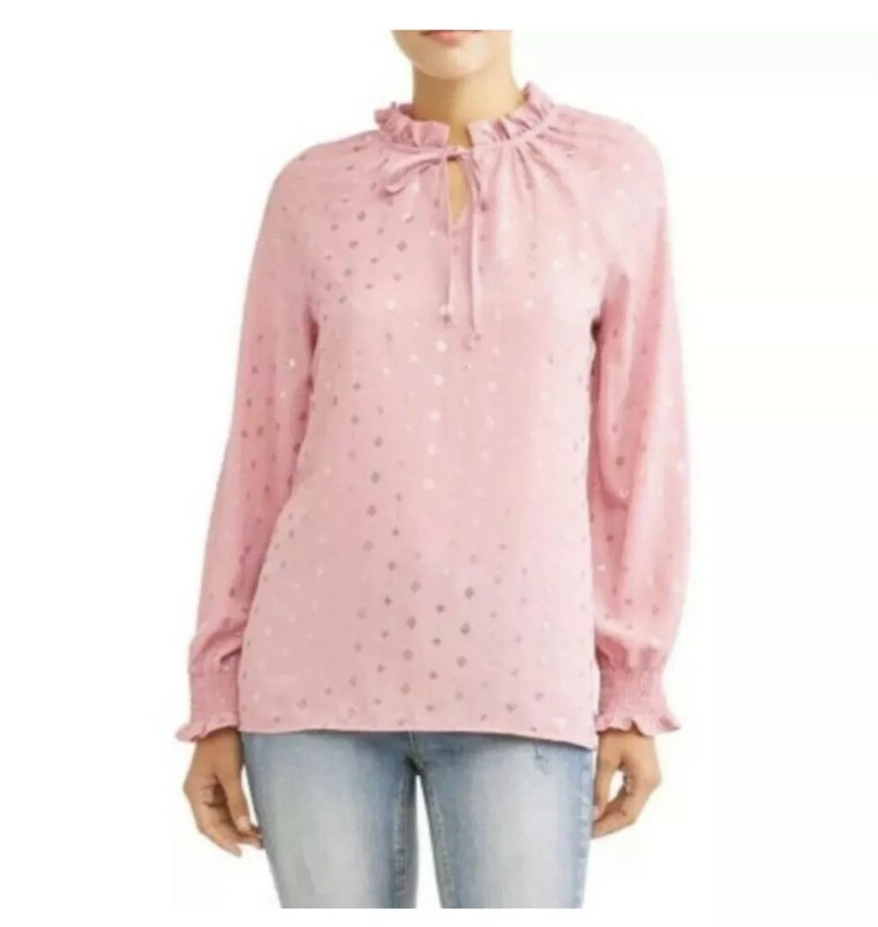 Other Time and Tru gold foil print sheer pink blouse Size XL / US 12-14 / IT 48-50 - 1 Thumbnail