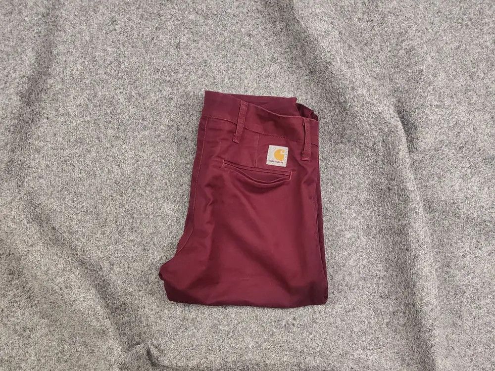 Carhartt × Vintage Carhartt Wip Sid Pants Burgundy Casual Trouser Vintage USA Size US 30 / EU 46 - 1 Thumbnail