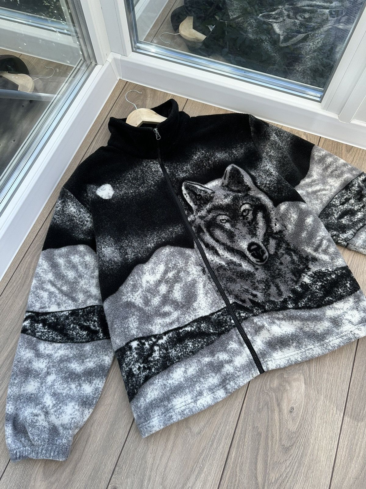 Vintage 🫧Vintage Wolf Fleece Jacket|Animal Print Size US XL / EU 56 / 4 - 1 Thumbnail