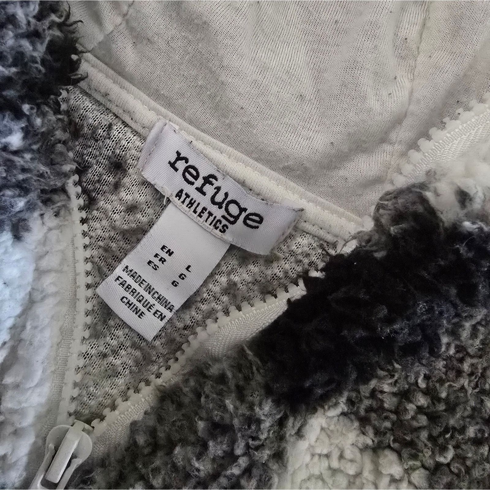 Other Black White Checkered | REFUGE | Cropped Teddy Zip Up Size L / US 10 / IT 46 - 3 Thumbnail