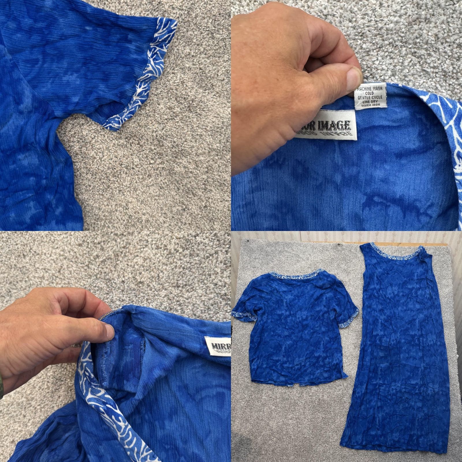 Vintage VINTAGE Mirror Image 2 Piece Dress Set Shirt Dress 1X Plus Blue Palm Boho Resort Beach Crinkle Rayon Size XL / US 12-14 / IT 48-50 - 8 Thumbnail