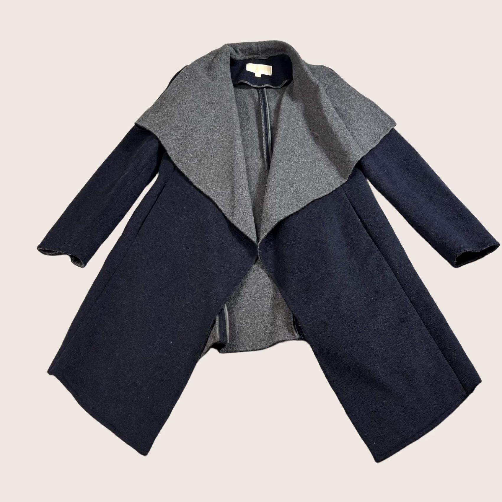Michael Kors Michael Kors Coat Womens S Women Navy Wool Blend Cape Drape Collar Heritage Size S / US 4 / IT 40 - 1 Thumbnail