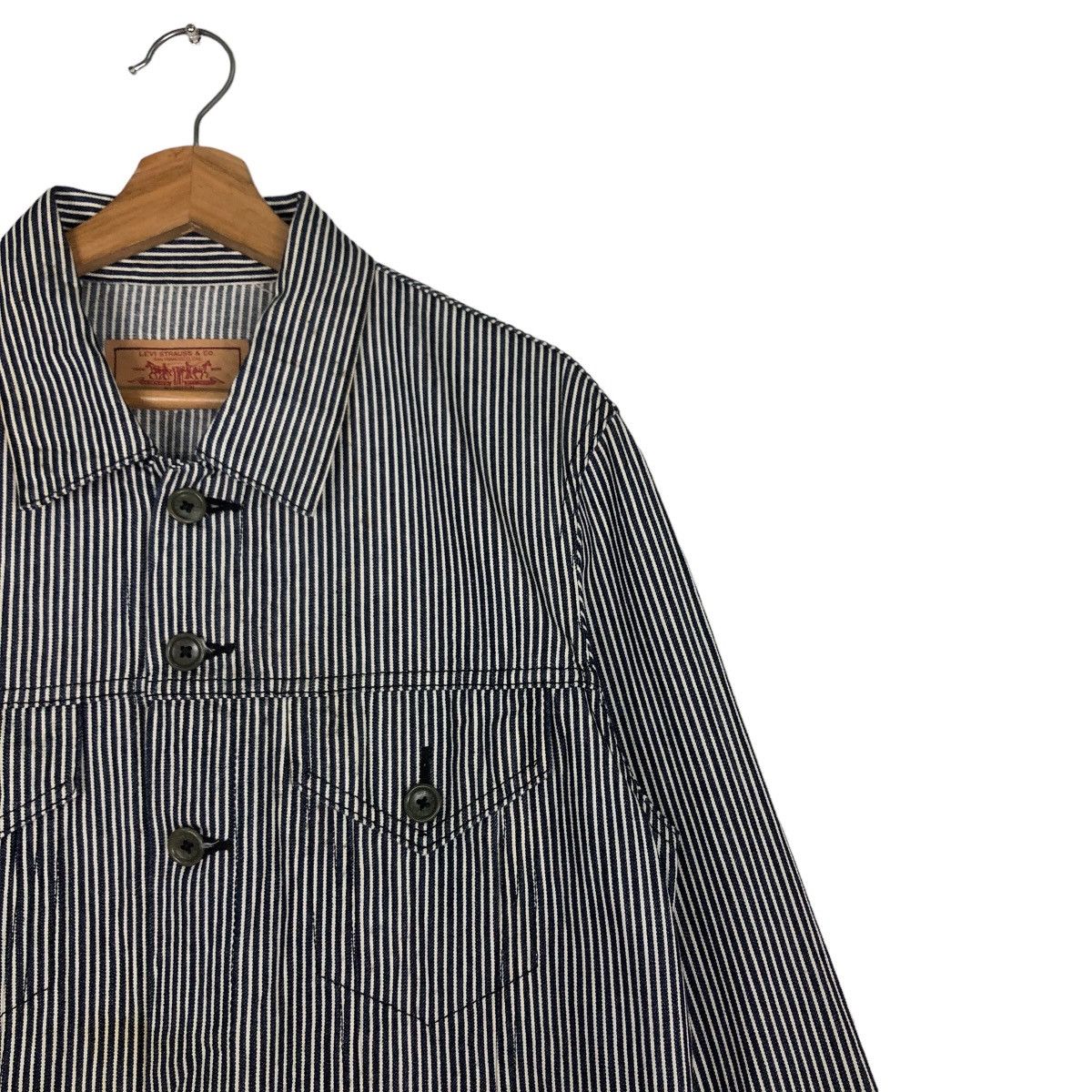 Levi's 🔥Vtg Biker Jacket Denim Hickory Design Levi’s Bondage Size US L / EU 52-54 / 3 - 6 Thumbnail