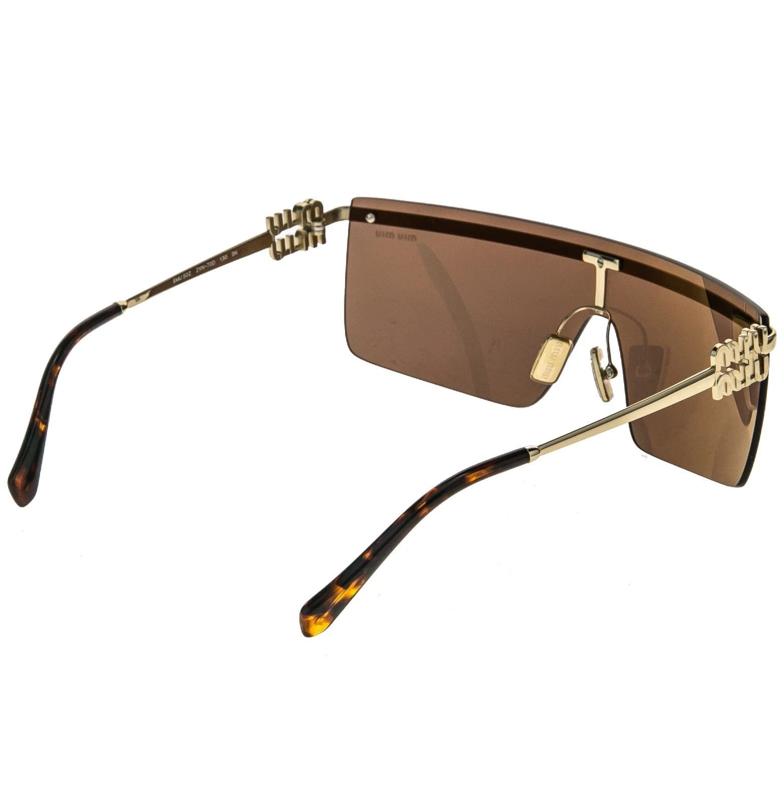 Miu Miu MIU MIU MU50ZS GLIPMSE LOGO 50Z Gold Brown Logo Mask Luxury Size ONE SIZE - 6 Thumbnail
