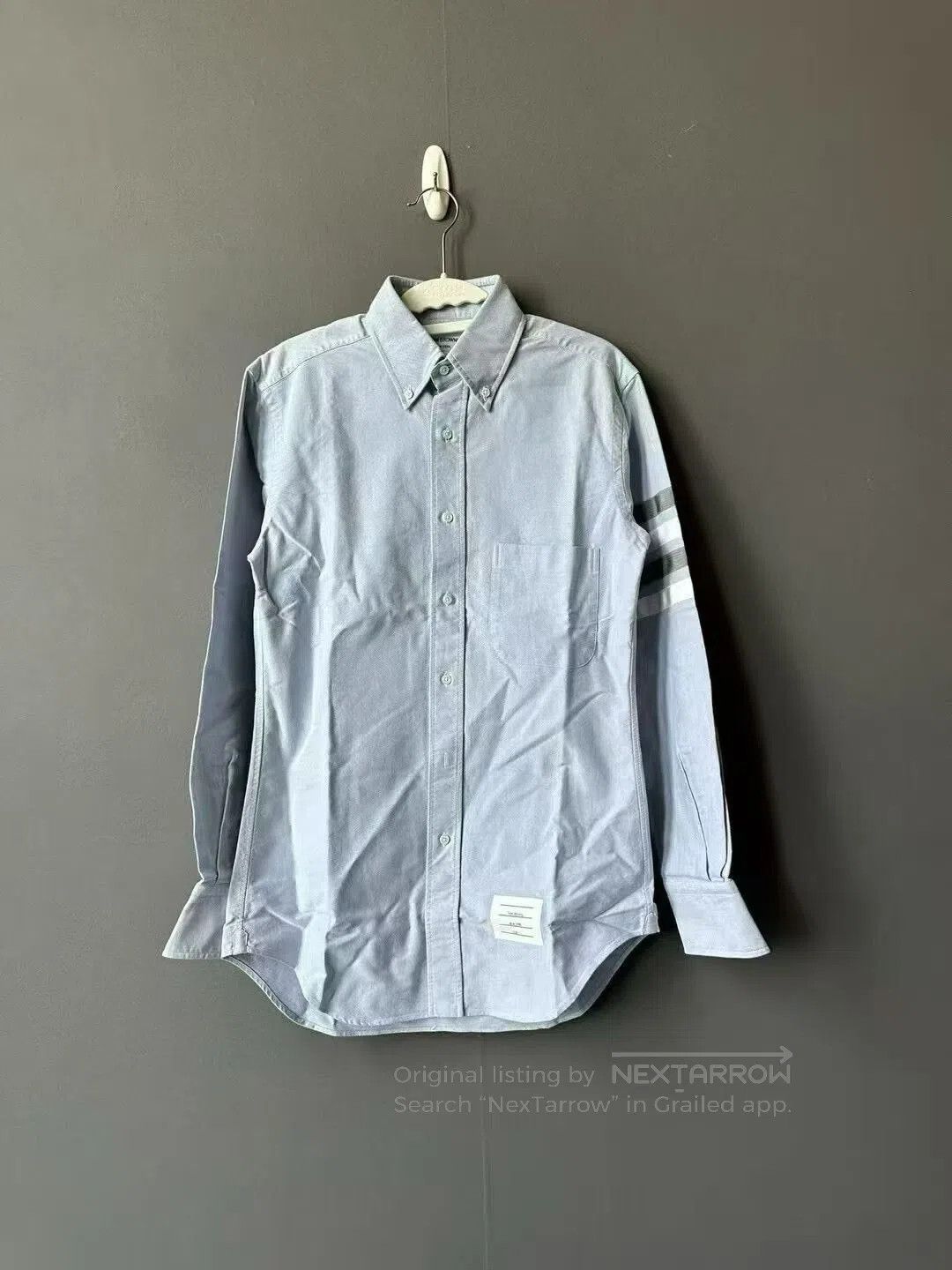 Thom Browne Thom Browne Blue Sleeve Badge Shirt. Size US S / EU 44-46 / 1 - 1 Thumbnail