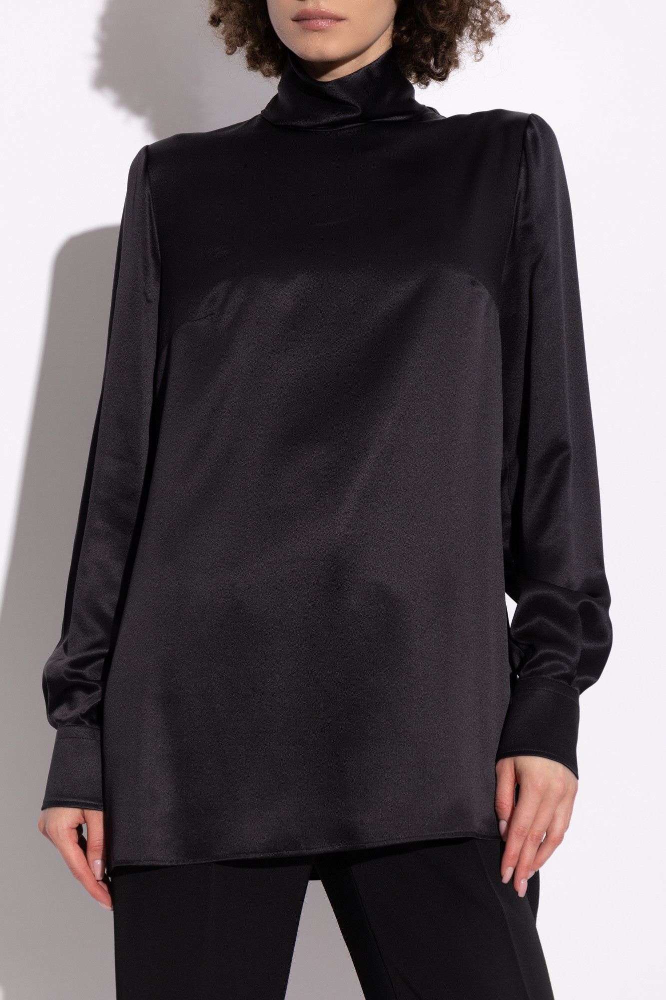 Dolce & Gabbana o1s22i1n0225 Silk Satin Blouse in Black Size M / US 6-8 / IT 42-44 - 3 Thumbnail