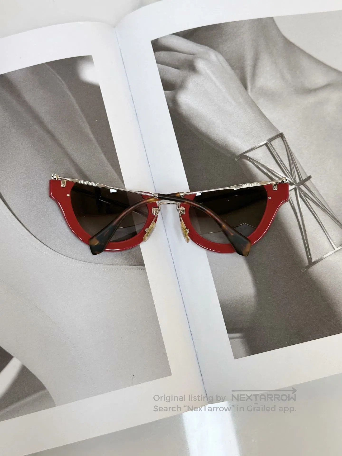 Miu Miu MIUMIU Red Half-Frame Casual Sunglasses. Size ONE SIZE - 3 Thumbnail