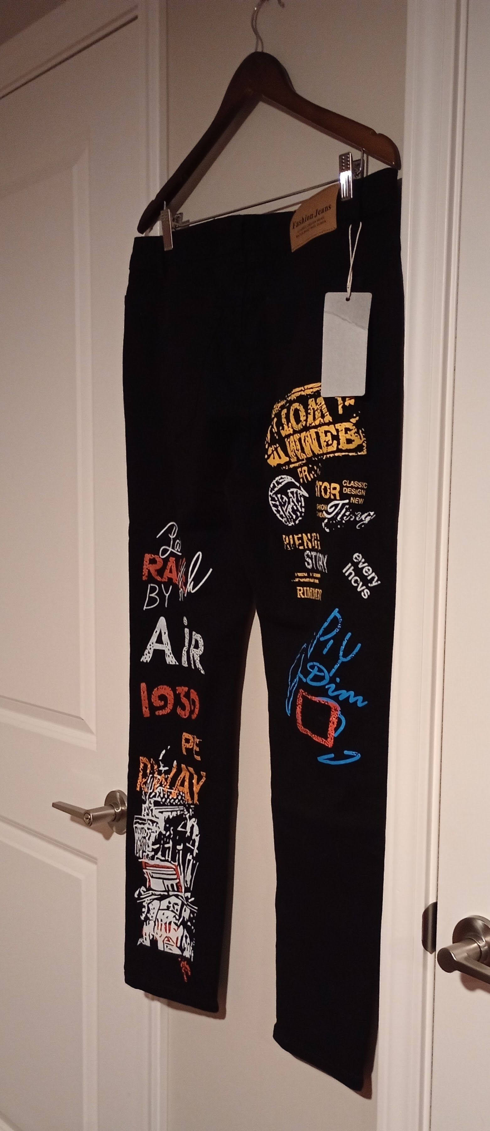 Other Men's Graffiti Street Style Denim Fashion Jeans Size US 36 / EU 52 - 2 Thumbnail