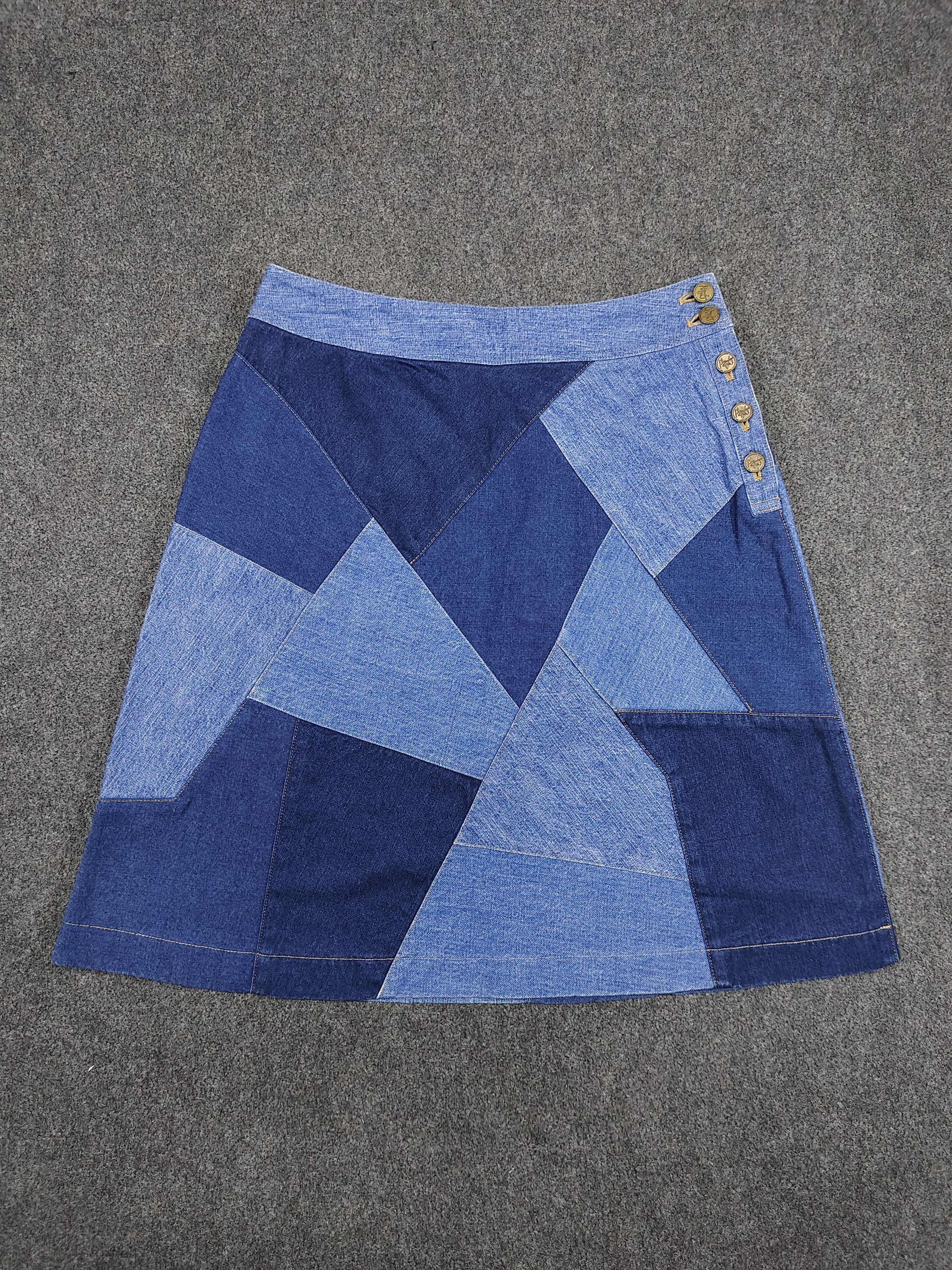 Mademoiselle Non Non Mademoiselle Non Non 🇯🇵 Mosaic Pacthwork Panel Denim Skirt Size 30" / US 8 / IT 44 - 4 Thumbnail