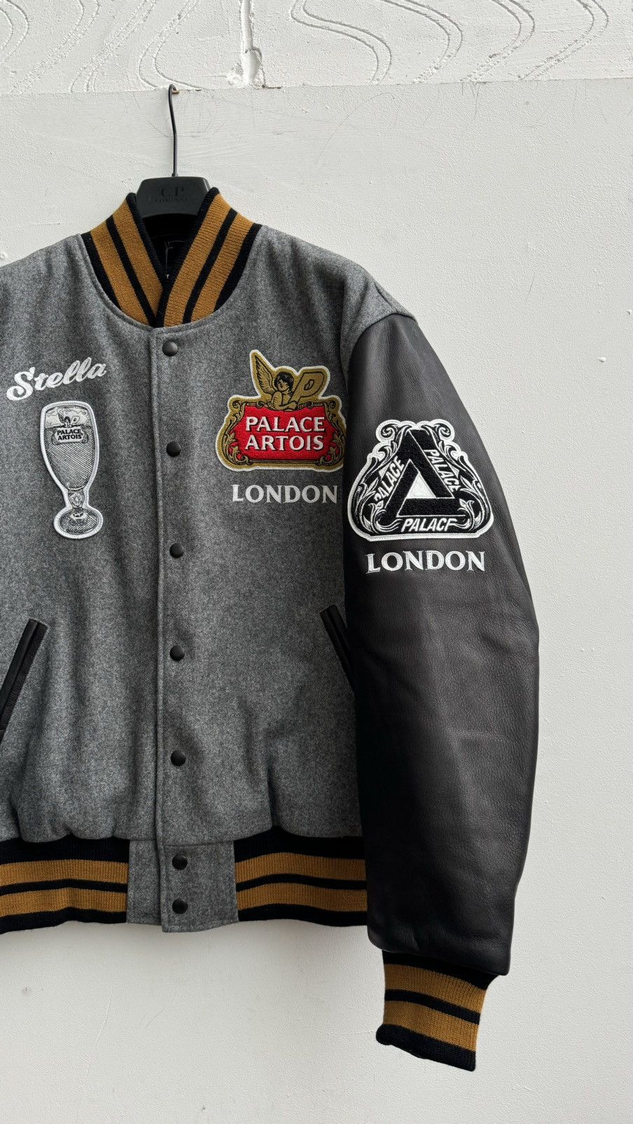 Palace Palace x Stella Artois Wool Stadium Jacket In Grey & Black Size US XL / EU 56 / 4 - 7 Thumbnail