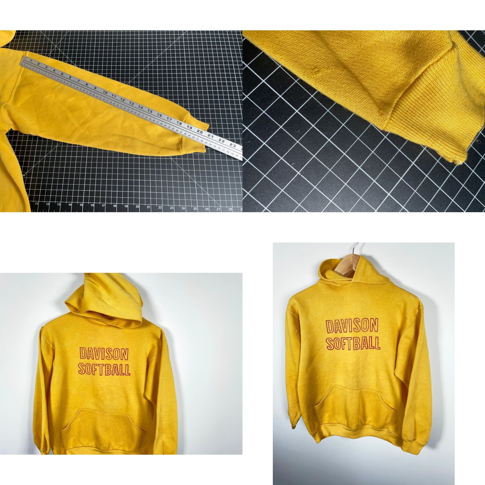 Russell Athletic VINTAGE Russell Athletic Hoodie Men Medium Yellow 70s Davison Softball Graphic Print City Retro Sports Michigan Gold Tag Limited Size US M / EU 48-50 / 2 - 8 Thumbnail