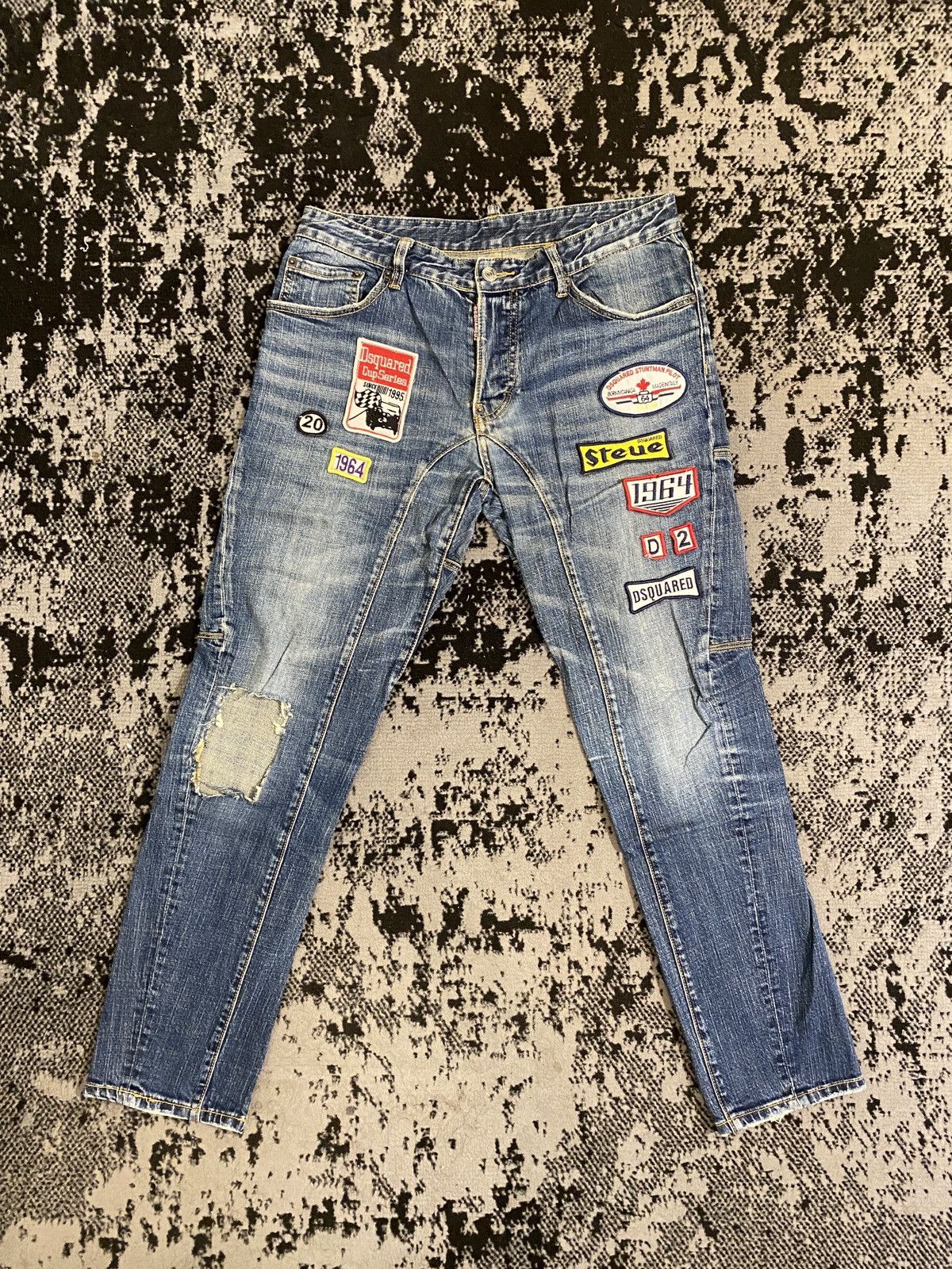 Japanese Brand Hysteric Glamour Washed Patchwork Denim Jeans Size US 33 - 1 Thumbnail