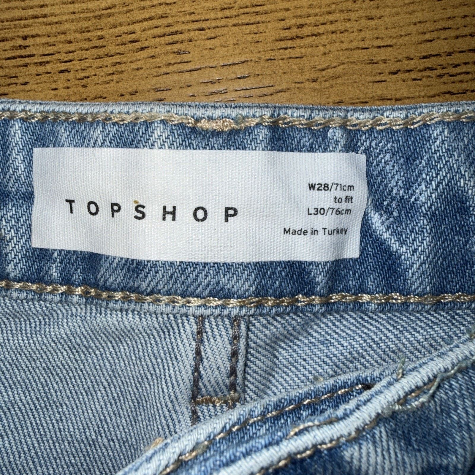 Topshop Frayed Raw Side Seam Jeans Sz 28x25 Light Wash Festival EUC Size 28" / US 6 / IT 42 - 7 Thumbnail