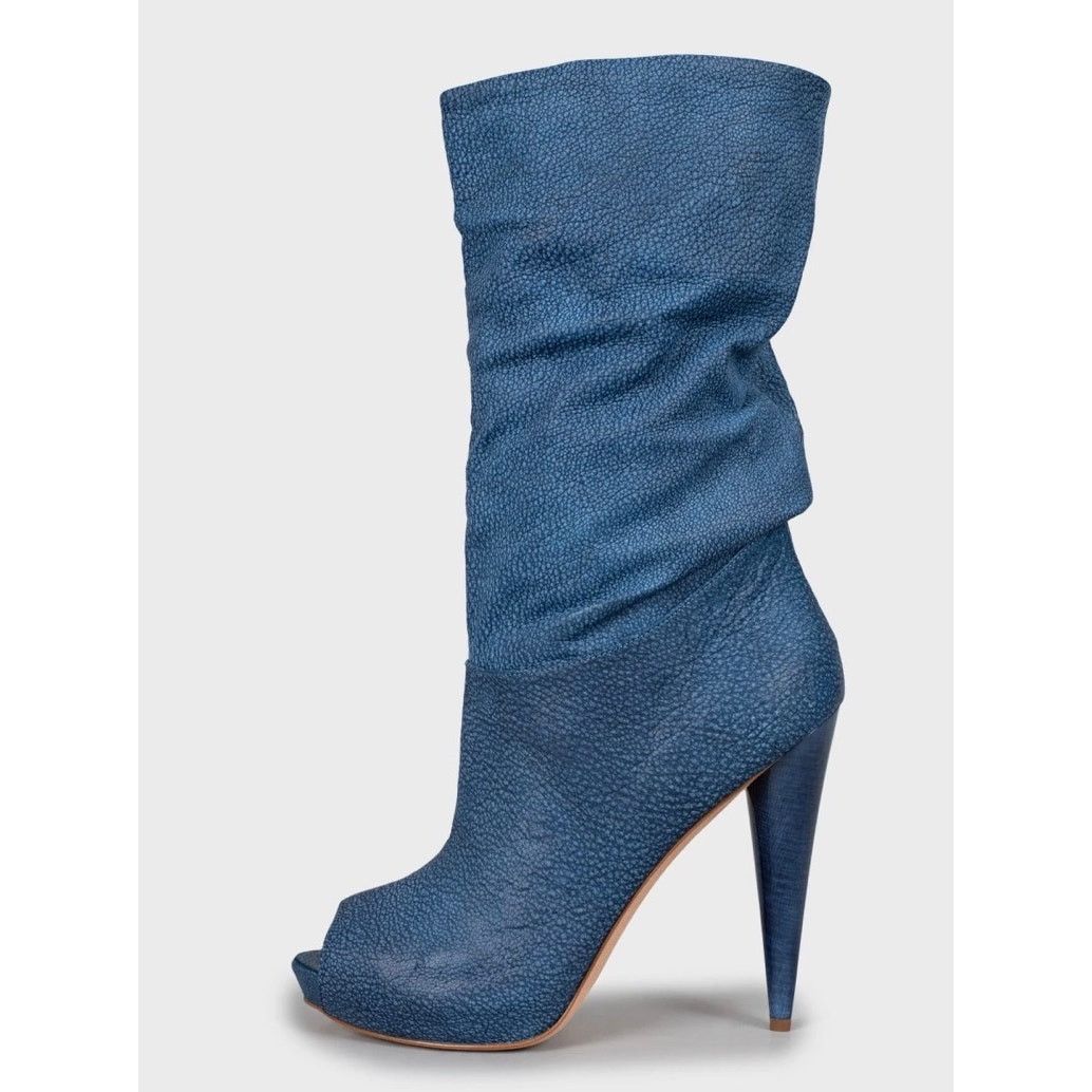 Alexander McQueen NWB Alexander McQueen Blue Leather Open Toe Boots Sz.39,5 Size US 9.5 / IT 39.5 - 1 Thumbnail