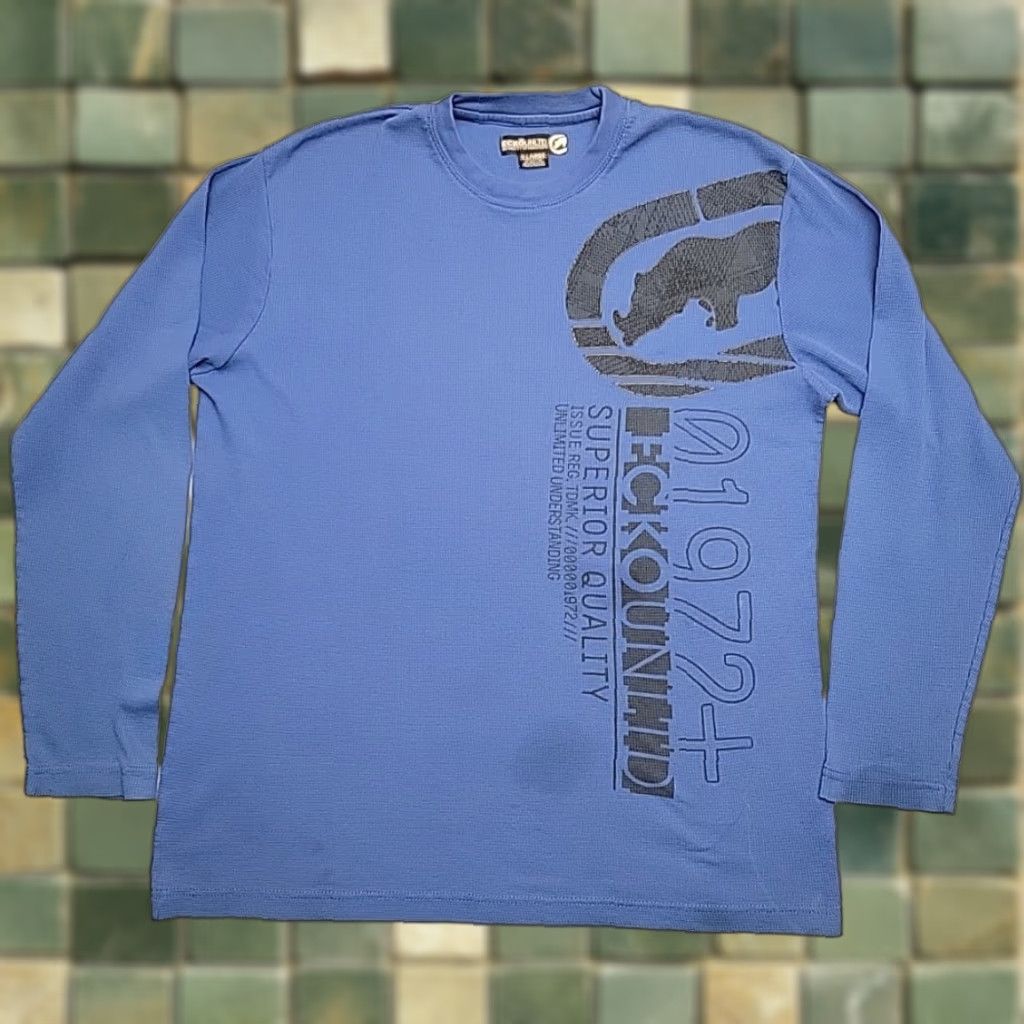 Ecko Unltd. VINTAGE Ecko Unltd Shirt Mens XL Blue Thermal Long Sleeve Crewneck Rhino Logo Unlimited Size US XL / EU 56 / 4 - 1 Thumbnail