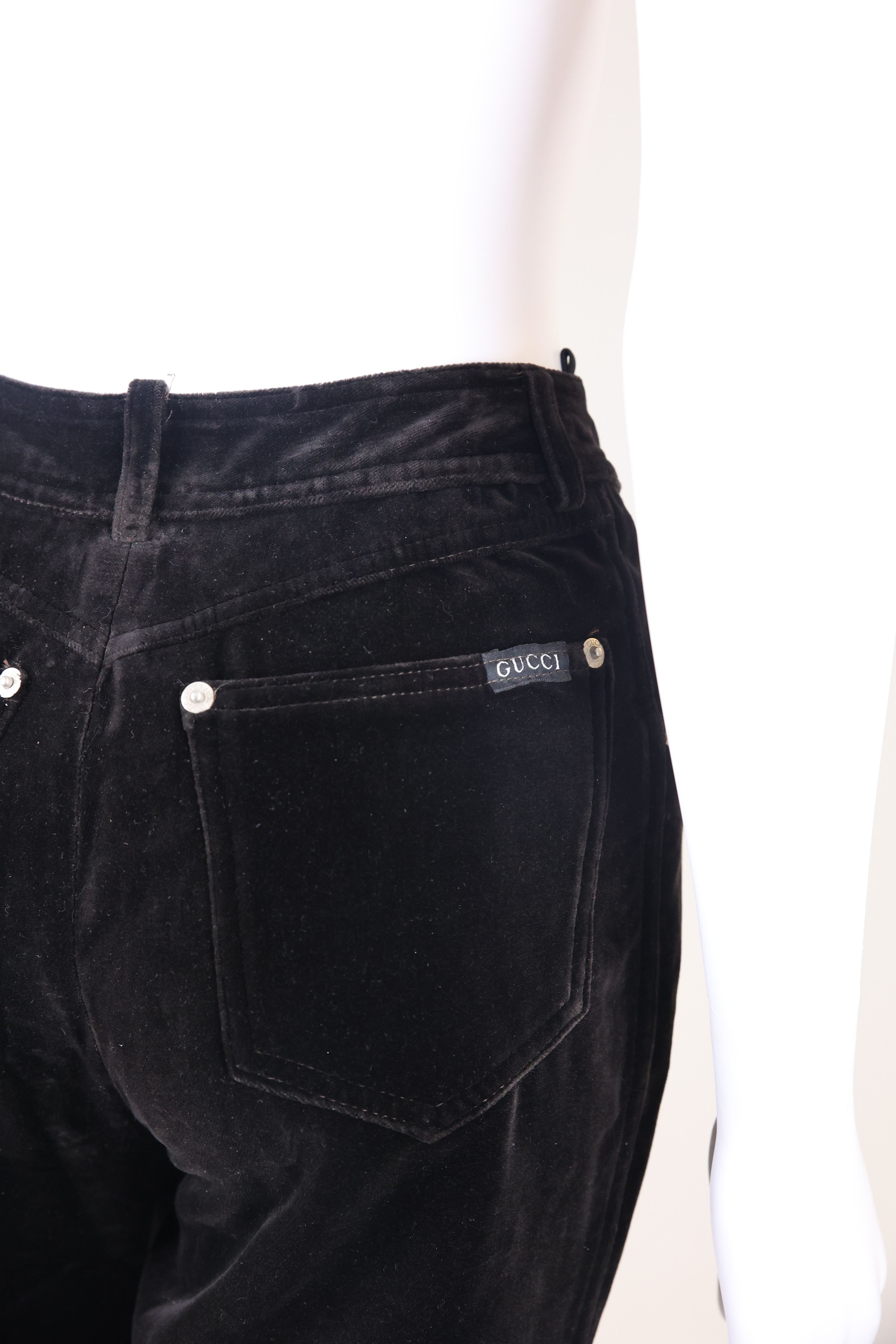 Gucci × Tom Ford F/W 1995 Bootcut Brown Velvet Pants Size 27" / US 4 / IT 40 - 7 Thumbnail