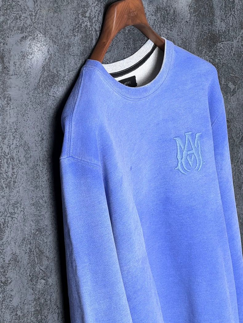 Amiri Amiri Blue logo embroidered cotton crewneck sweatshirt Size US M / EU 48-50 / 2 - 6 Thumbnail