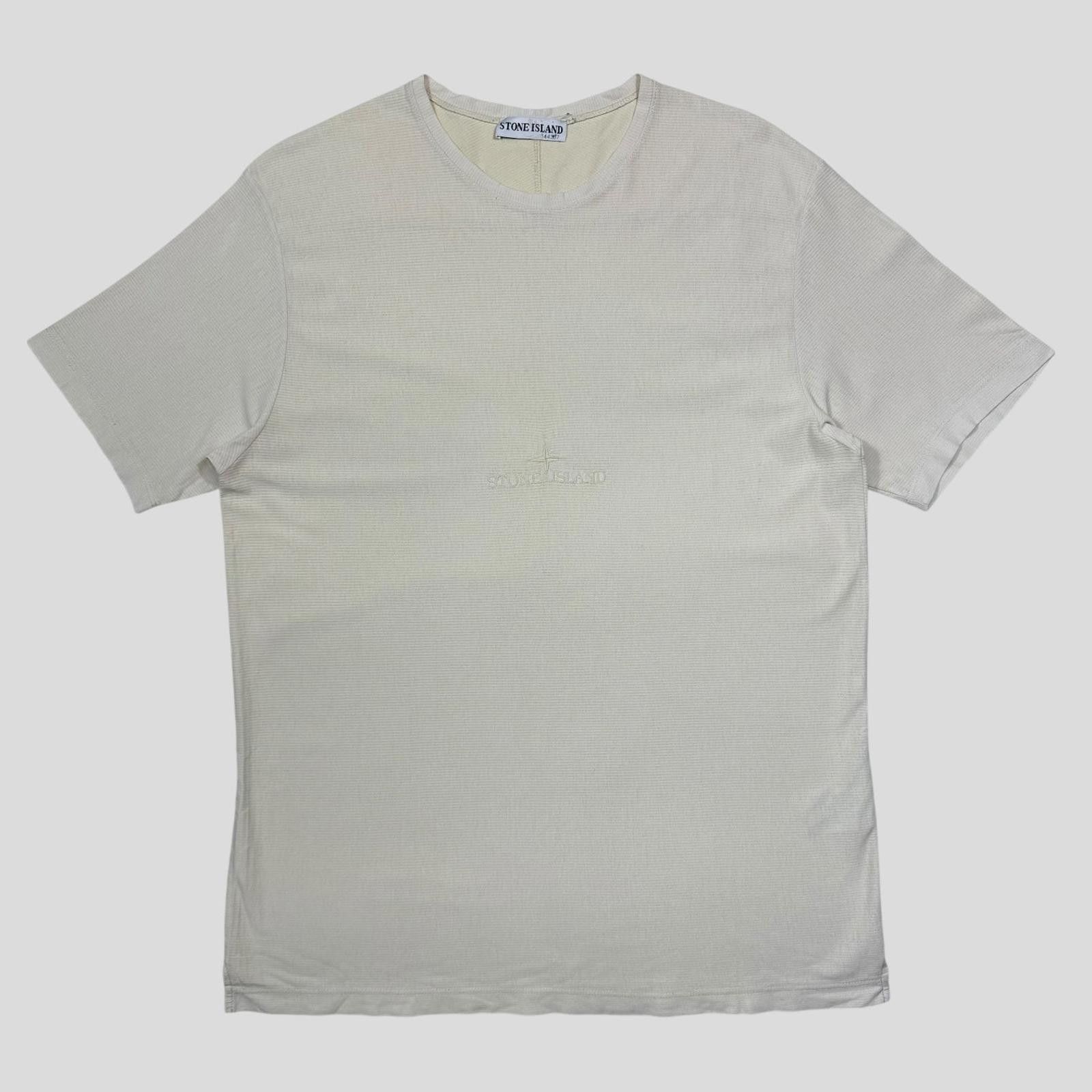 Stone Island Stone Island 2003 Textured Cotton Logo T-shirt - L/XL Size US XL / EU 56 / 4 - 1 Thumbnail