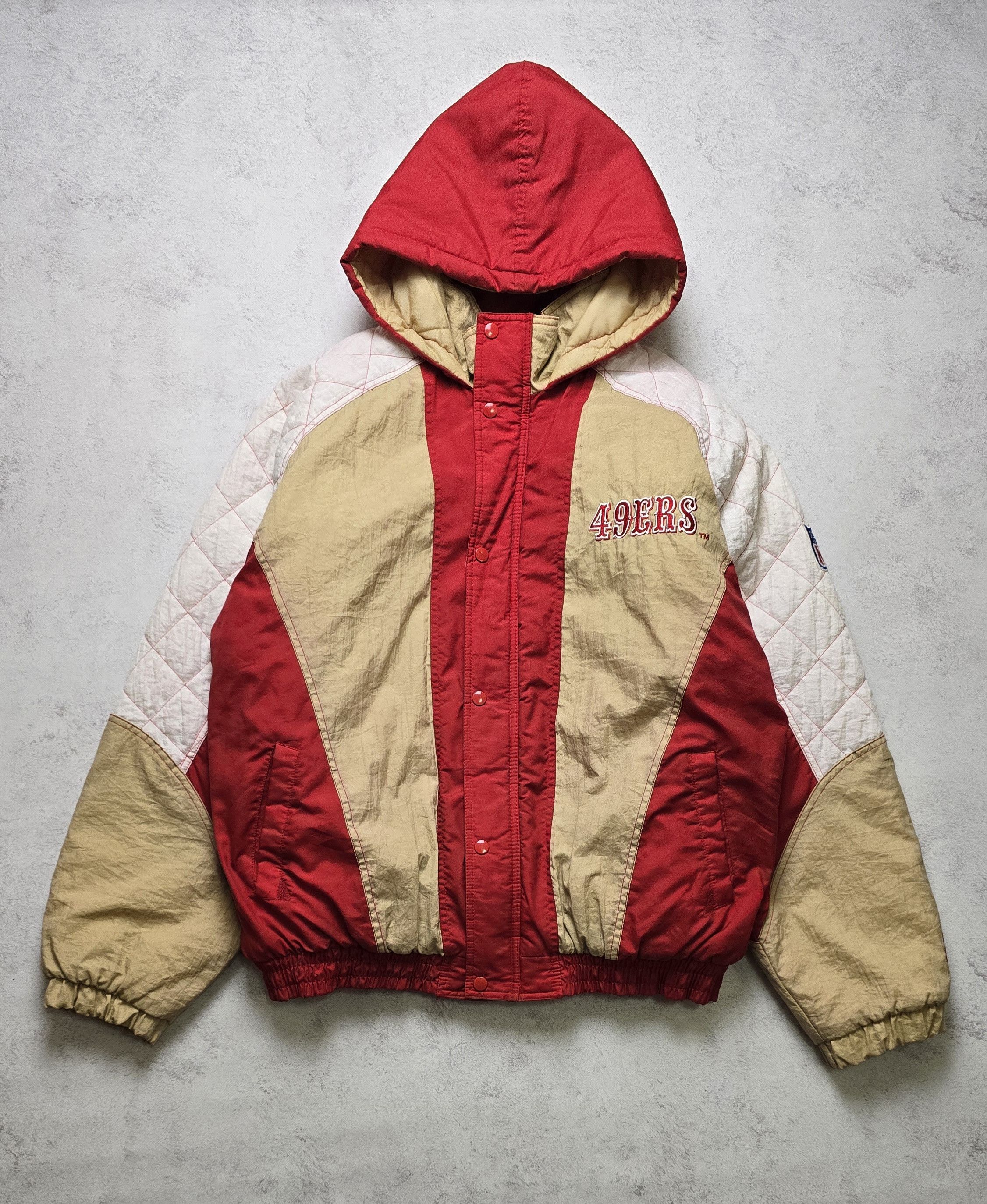 Starter VTG San Francisco 49ers Puffer Jacket 90s Hooded Big Logo Size US XL / EU 56 / 4 - 2 Thumbnail