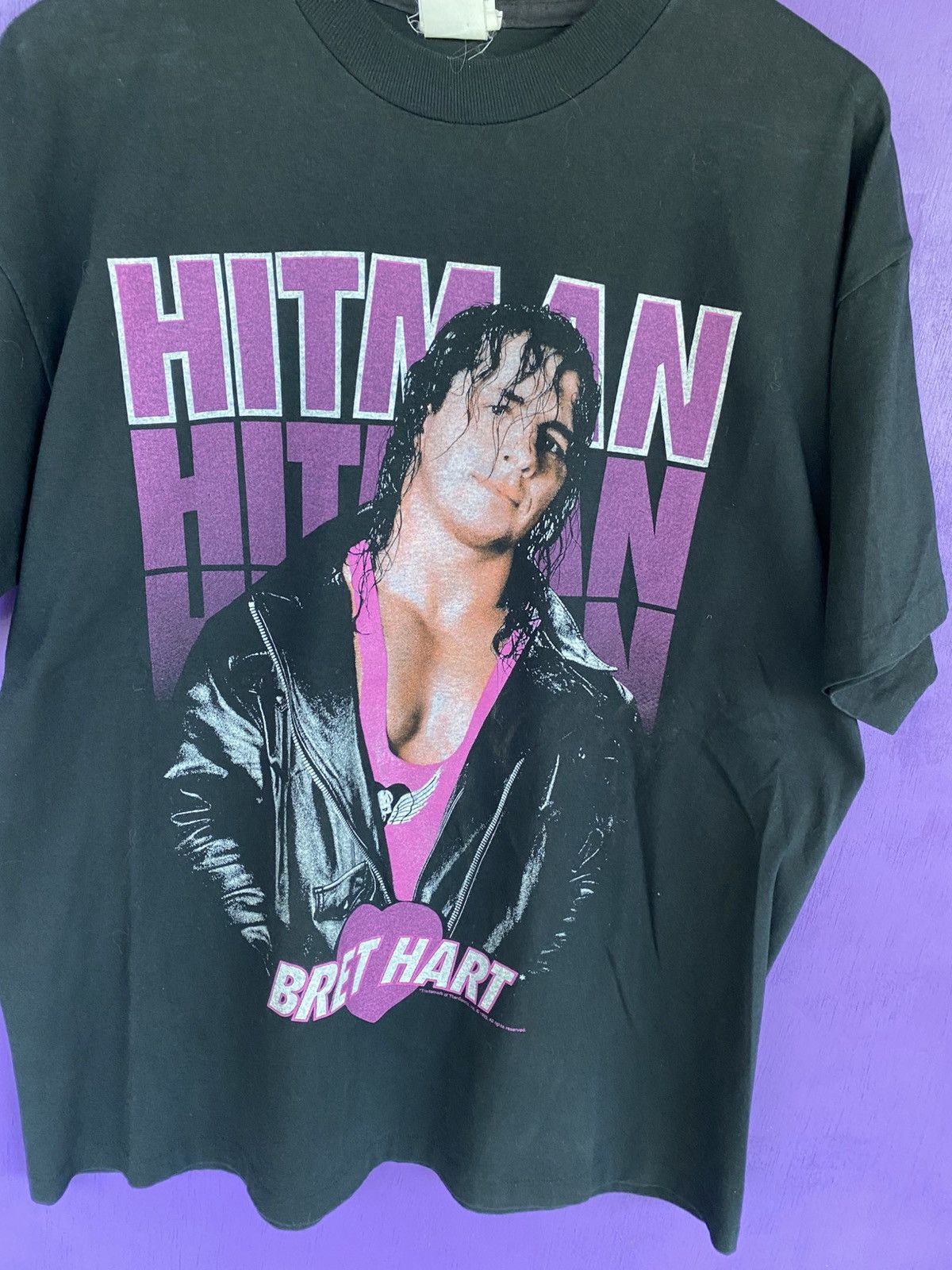 WWF Vintage 1993 WWF Bret Hart hitman faded t-shirt Size US XL / EU 56 / 4 - 3 Thumbnail