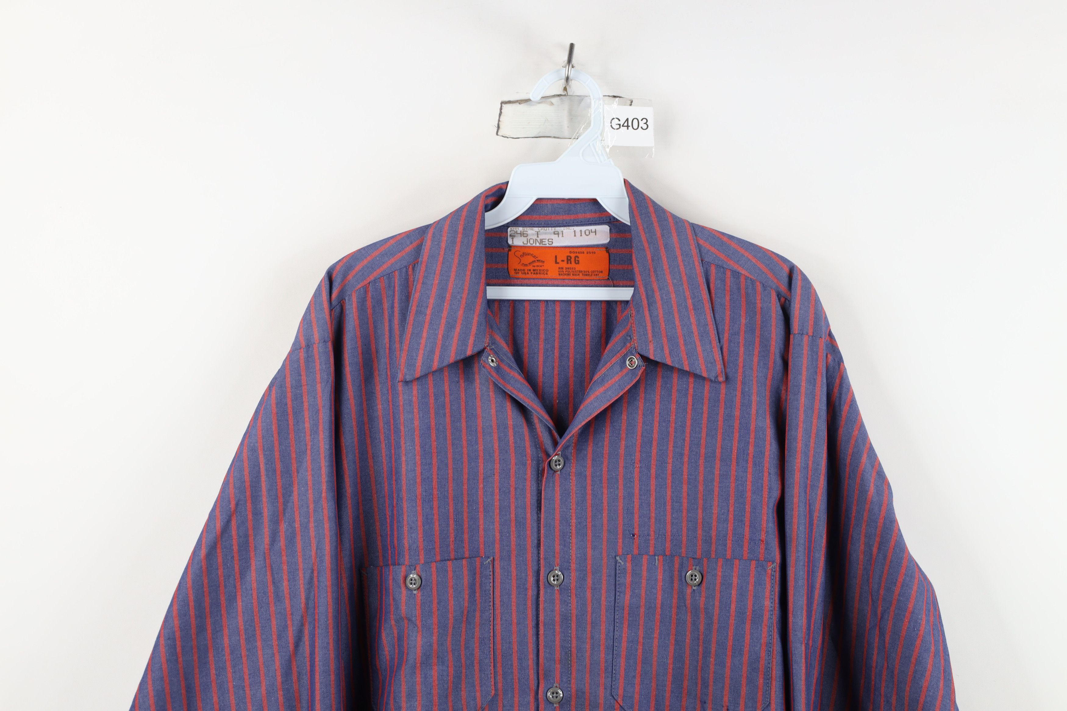 Vintage Vintage 90s Streetwear Striped Workwear Mechanic Shirt Size US L / EU 52-54 / 3 - 2 Thumbnail
