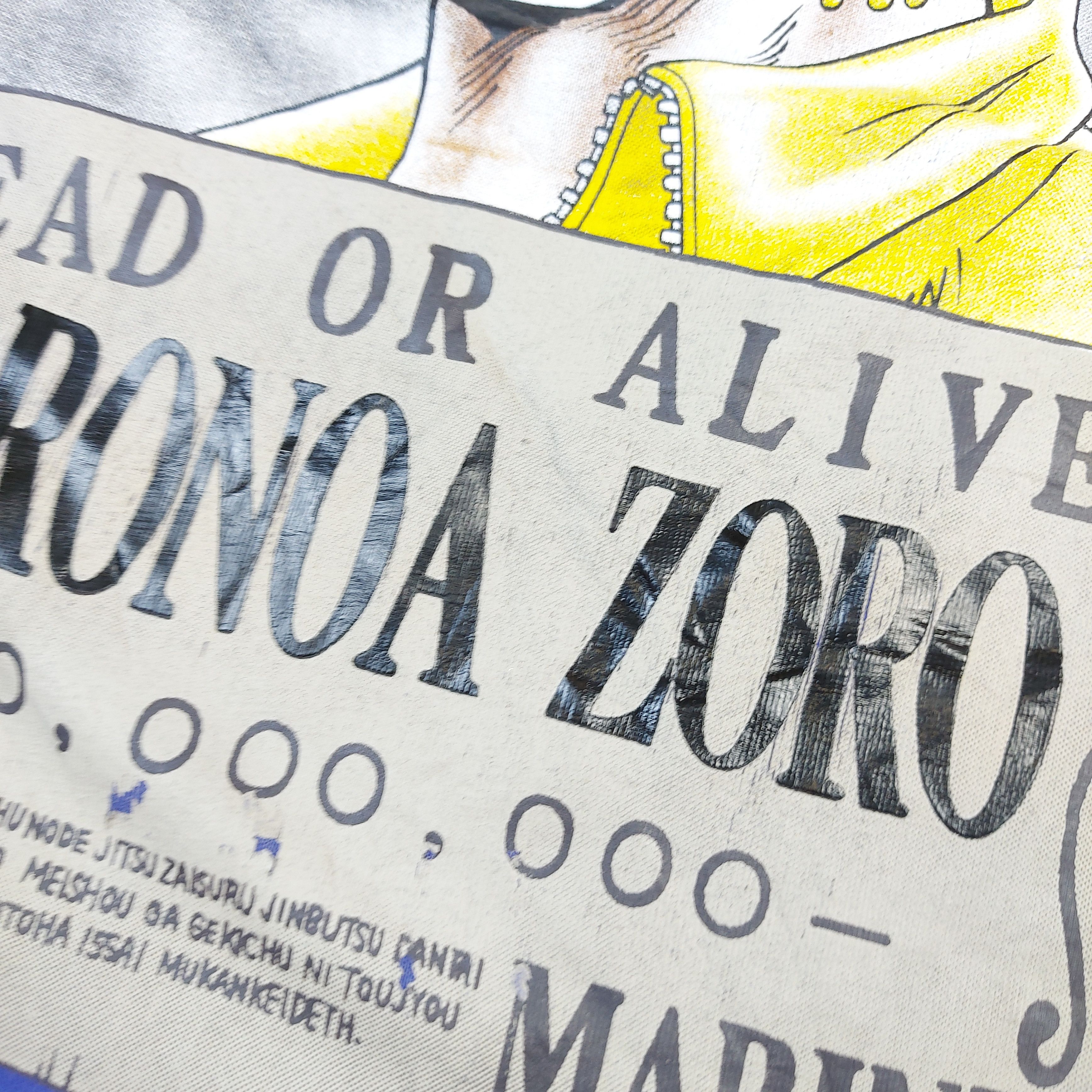 Anime Vintage 2007 One Piece Anime Roronoa Zoro Wanted Poster TEE Size US M / EU 48-50 / 2 - 14 Thumbnail