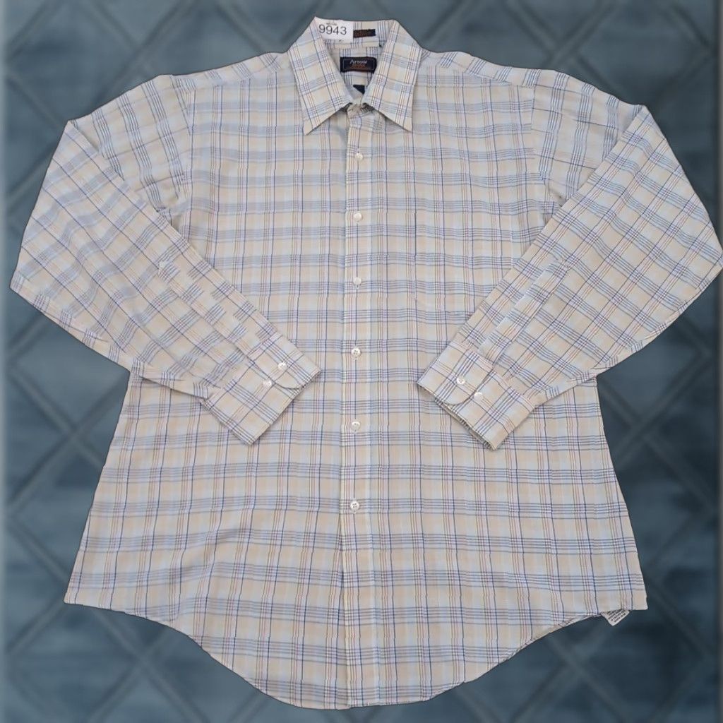 Arrow Arrow Shirt Mens 16.5 Multicolor Plaid Long Sleeve Button Up Cotton Blend Shirt Mens XS-XL? No Size US XL / EU 56 / 4 - 1 Thumbnail