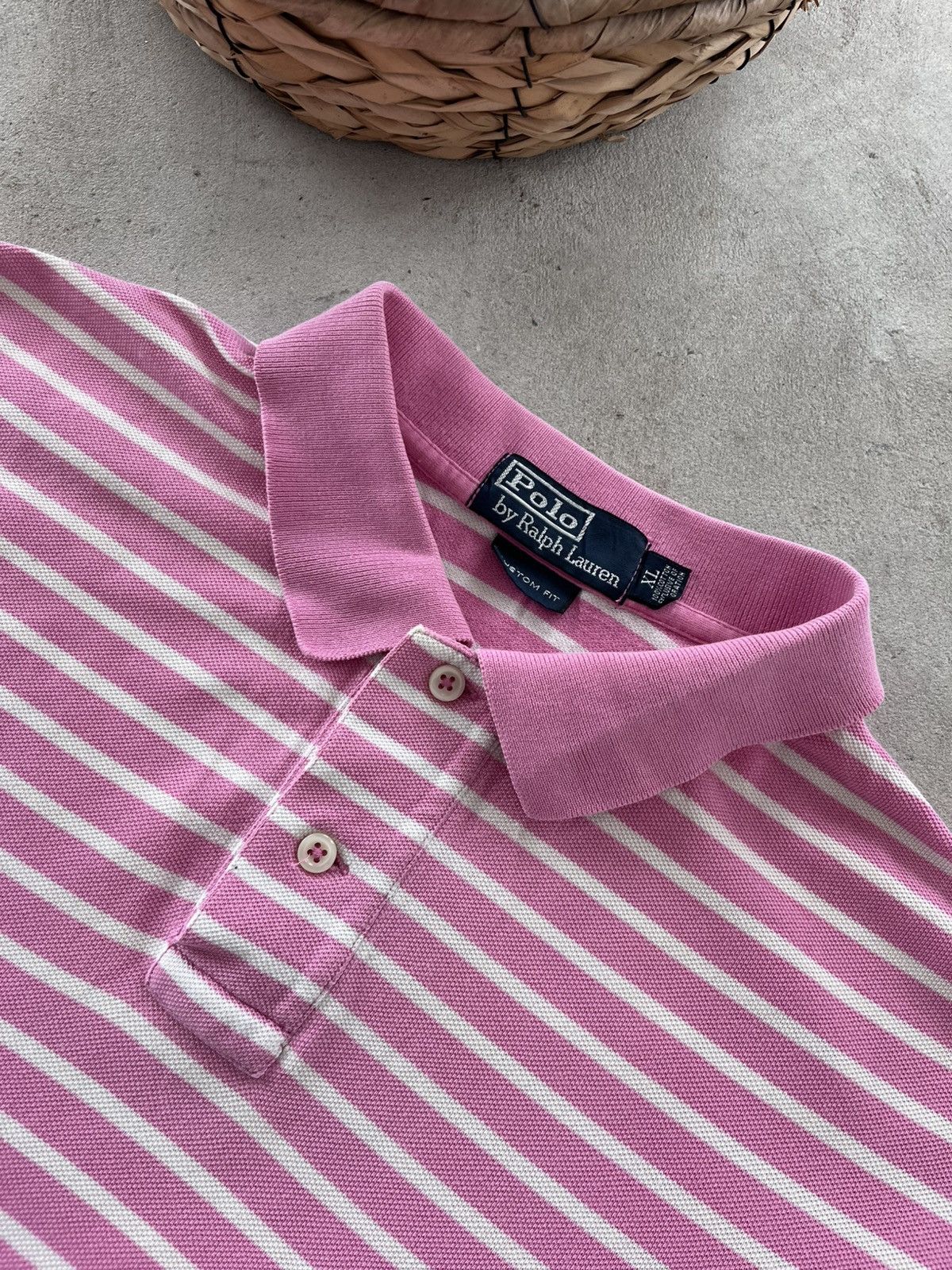 Polo Ralph Lauren Vintage Polo Ralph Lauren Pink White Striped Polo Shirt Y2K Size US XL / EU 56 / 4 - 11 Thumbnail