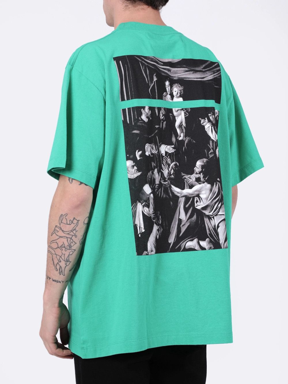 Off-White Green Caravaggio Box Oversized T-Shirt Size US M / EU 48-50 / 2 - 2 Thumbnail