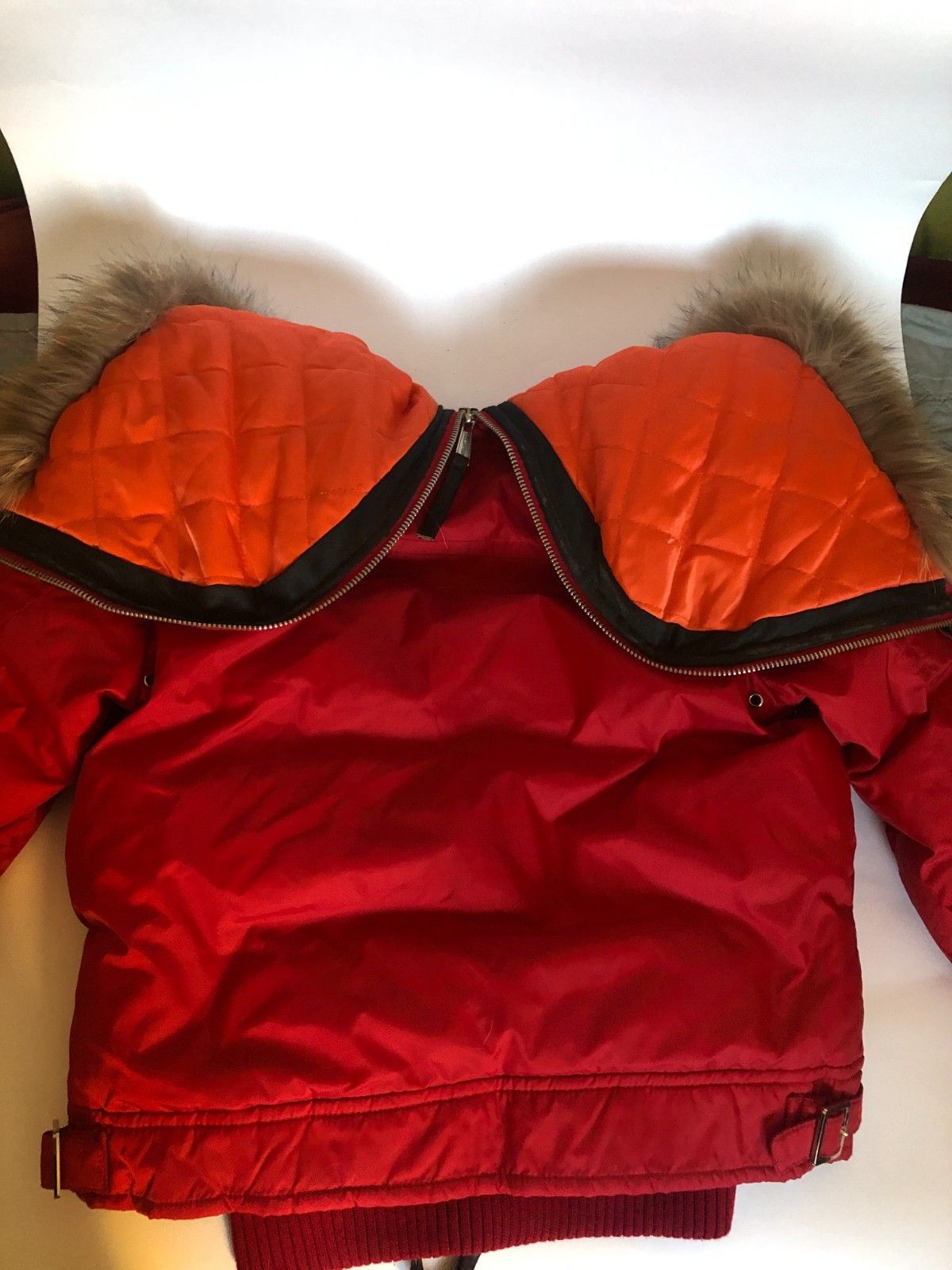 Dsquared2 Pre Dsquared Fighting Dudes Red Zip Fur Down Jacket 40 Size S / US 4 / IT 40 - 3 Thumbnail