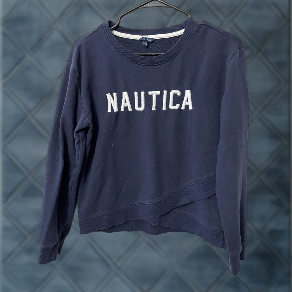Nautica VINTAGE Nautica Sweater Women Small Navy Blue Long Sleeve Pullover Cotton Blend Retro Womens Size S / US 4 / IT 40 - 1 Thumbnail