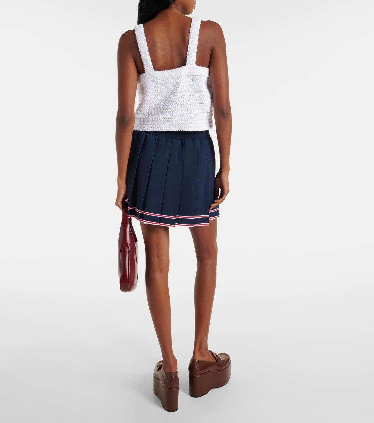 Gucci o1la5ras0526 Crochet Knit Cotton Top in White Size XS / US 0-2 / IT 36-38 - 2 Thumbnail