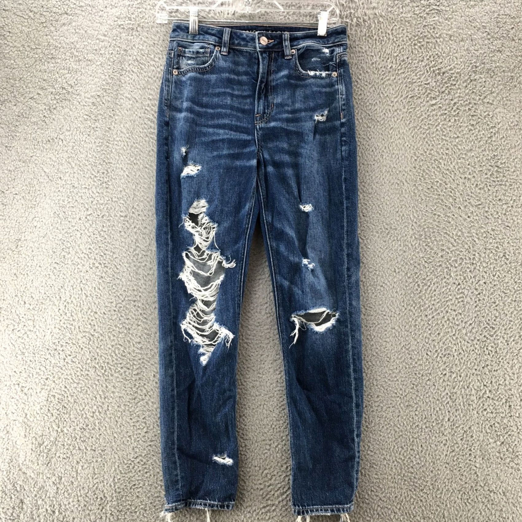 American Eagle Outfitters American Eagle Outfitters Jeans Womens 2 Blue Medium Wash Distressed Straight Jeans Women Size 26" / US 2 / IT 38 - 2 Thumbnail