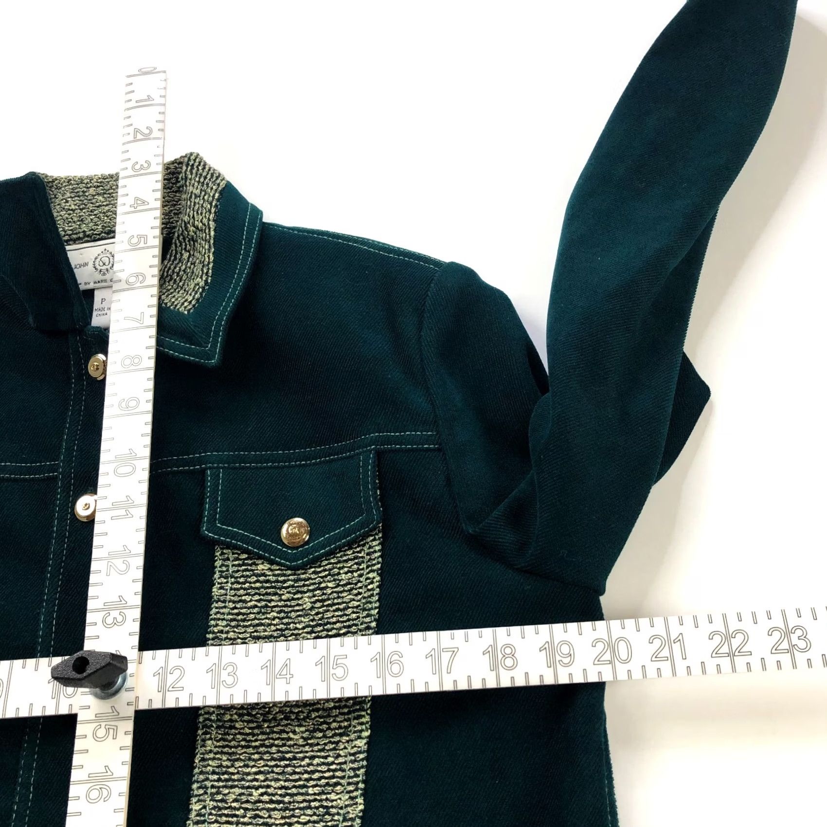 St. John St. John Sport Jacket Womens PP Dark Grreen Marie Gray Size Petite Button Blazer Green PLS READ Size XXS / US 00 / IT 34 - 7 Thumbnail