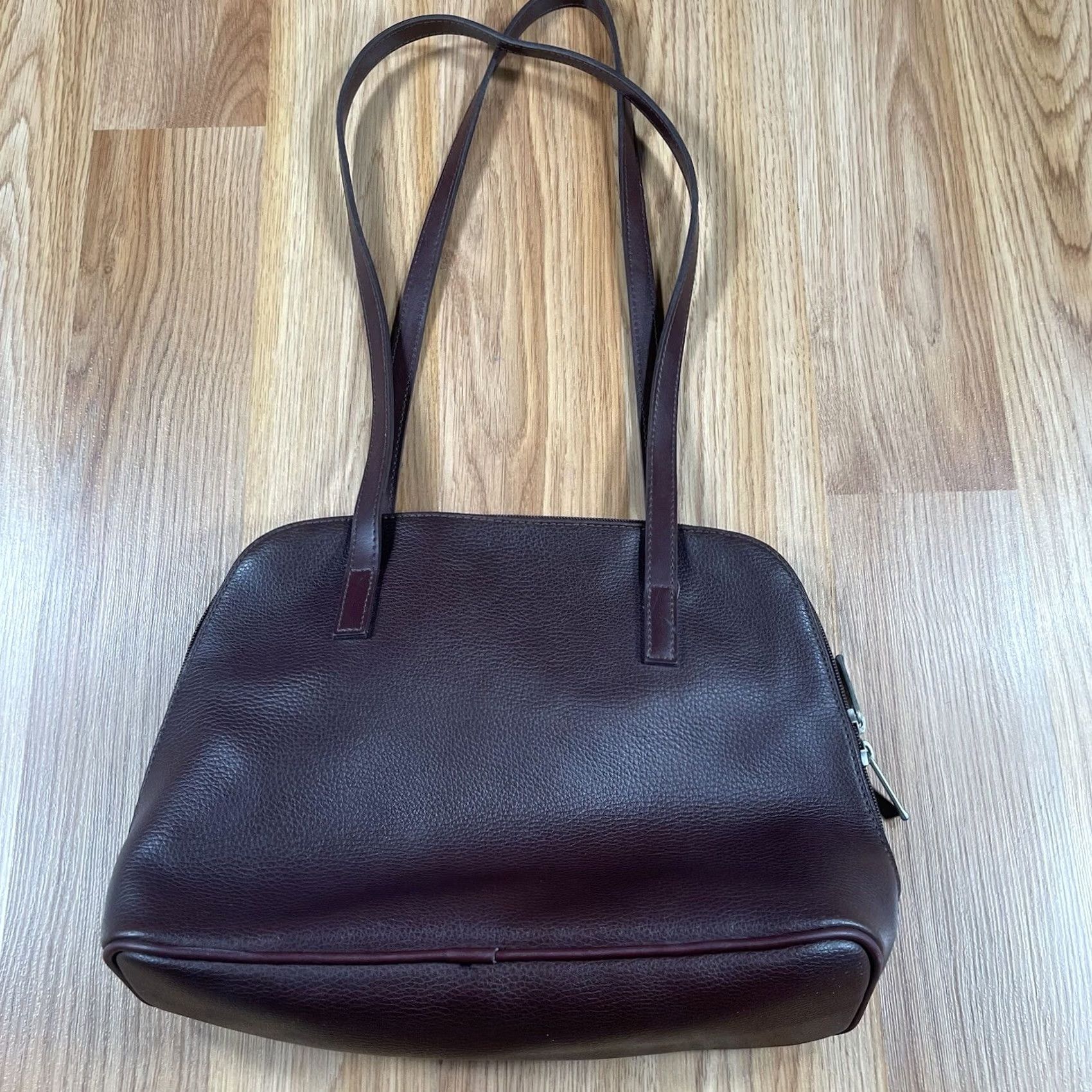 Esprit VINTAGE Esprit Brown Leather Round Zip Shoulder Bag Tote Purse Womens Size ONE SIZE - 4 Thumbnail