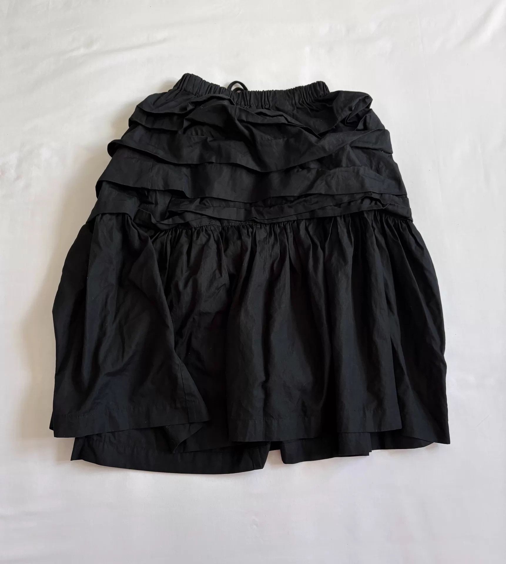 Comme des Garcons CDG Vintage Black Pleated Layered Elastic Waist Skirt Size 24" / US 00 / IT 34 - 7 Thumbnail