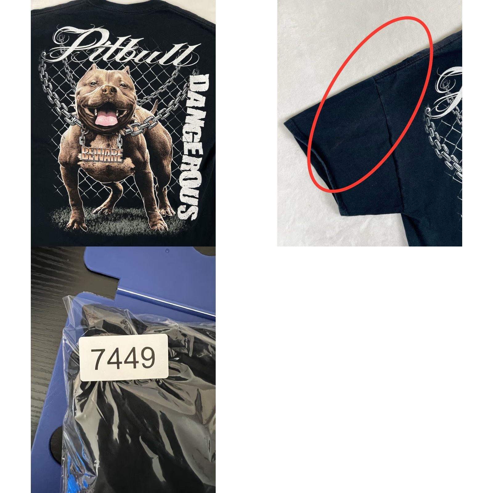 Gildan VINTAGE Pitbull T-Shirt XL Gildan Black Dog 90s Hip Hop Graphic Print Short Sleeve Mens Beware Dangerous Size US XL / EU 56 / 4 - 8 Thumbnail