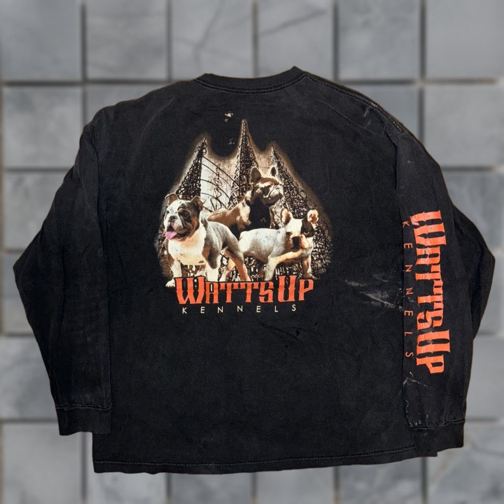 Vintage What’s Up Kennels Bull Dog Rap Tee Long Sleeve T-Shirt Black 2XL 24x28.5 Size US XXL / EU 58 / 5 - 1 Thumbnail