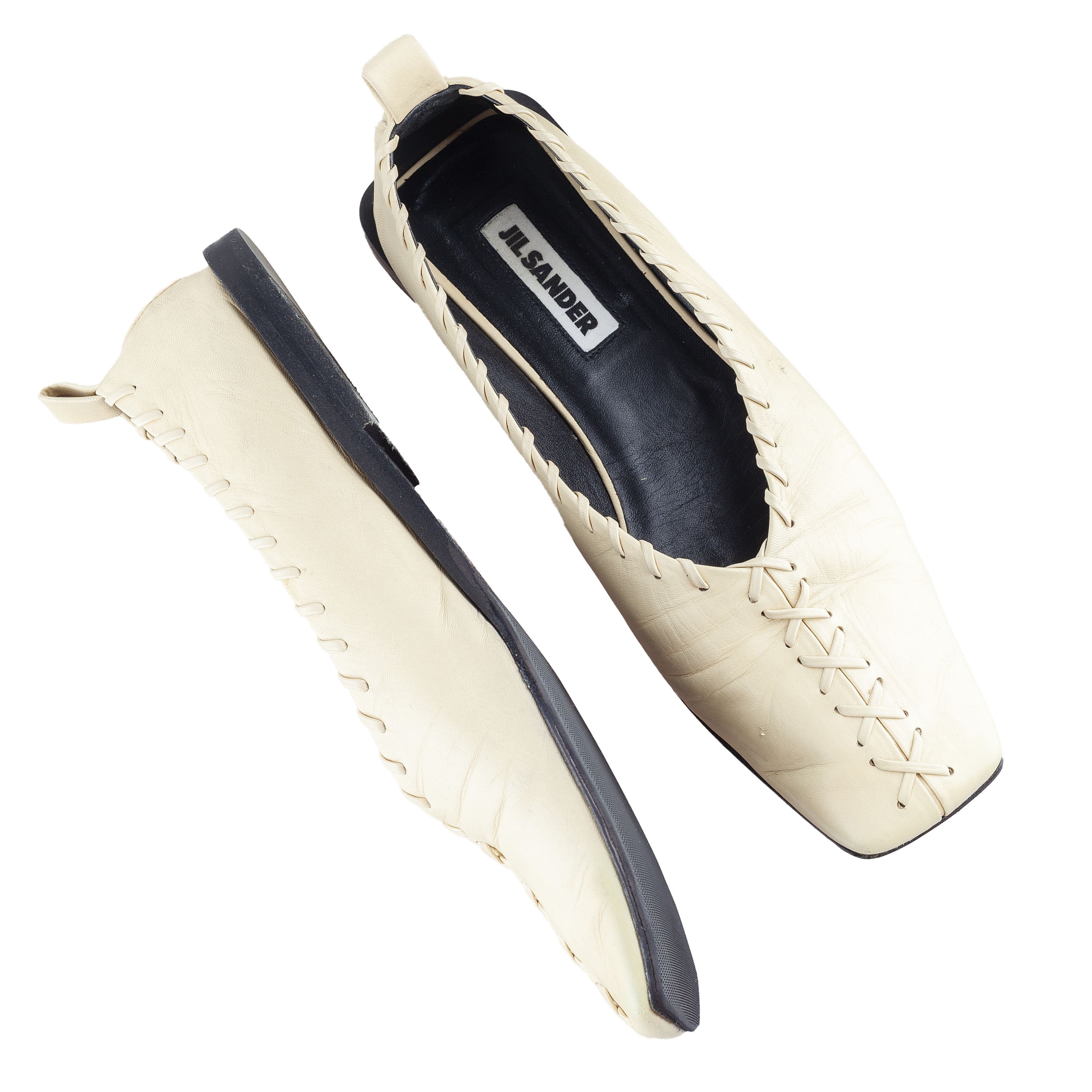 Jil Sander JIL SANDER Leather Ballet Beige Flats (39 IT/40 EU) Size US 9 / IT 39 - 4 Thumbnail