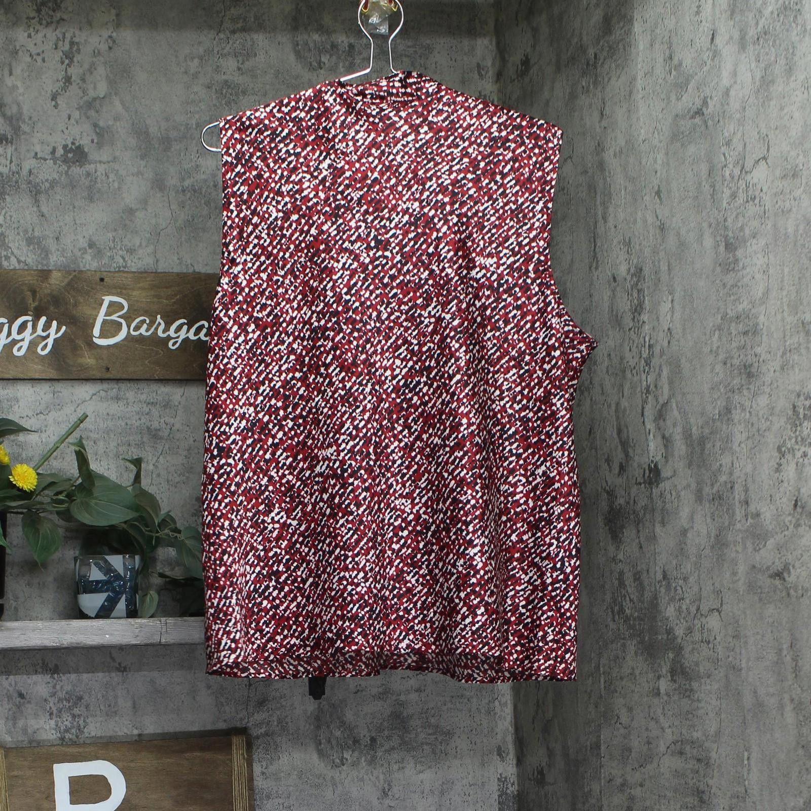 Other Nwt Kasper Satin Tie-neck Blouse 10919993 Fire Red Multi Xl Size XL / US 12-14 / IT 48-50 - 2 Thumbnail