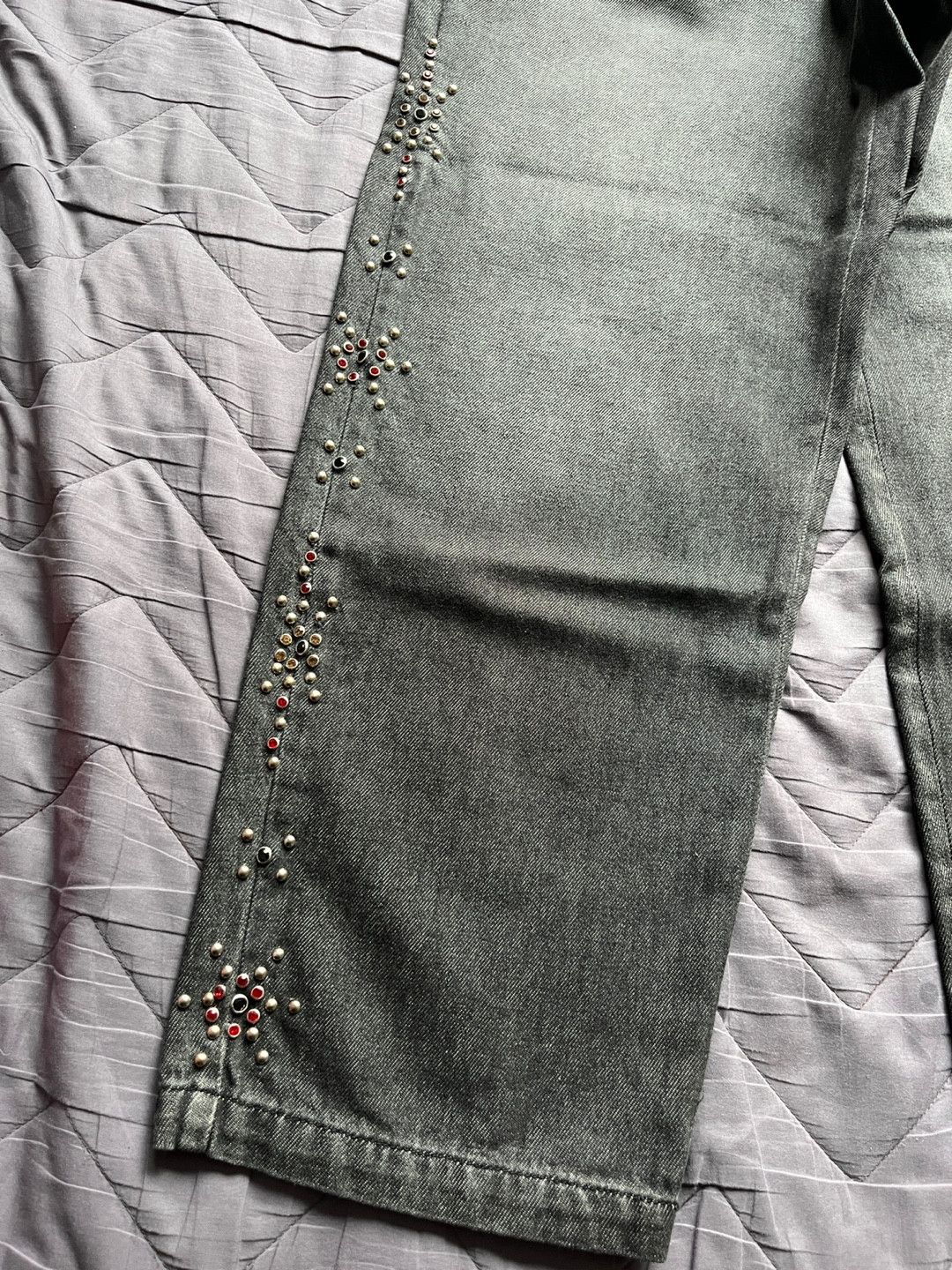 Bluemarble Bluemarble stud-embellished wide leg denim jean Size US 30 / EU 46 - 7 Thumbnail