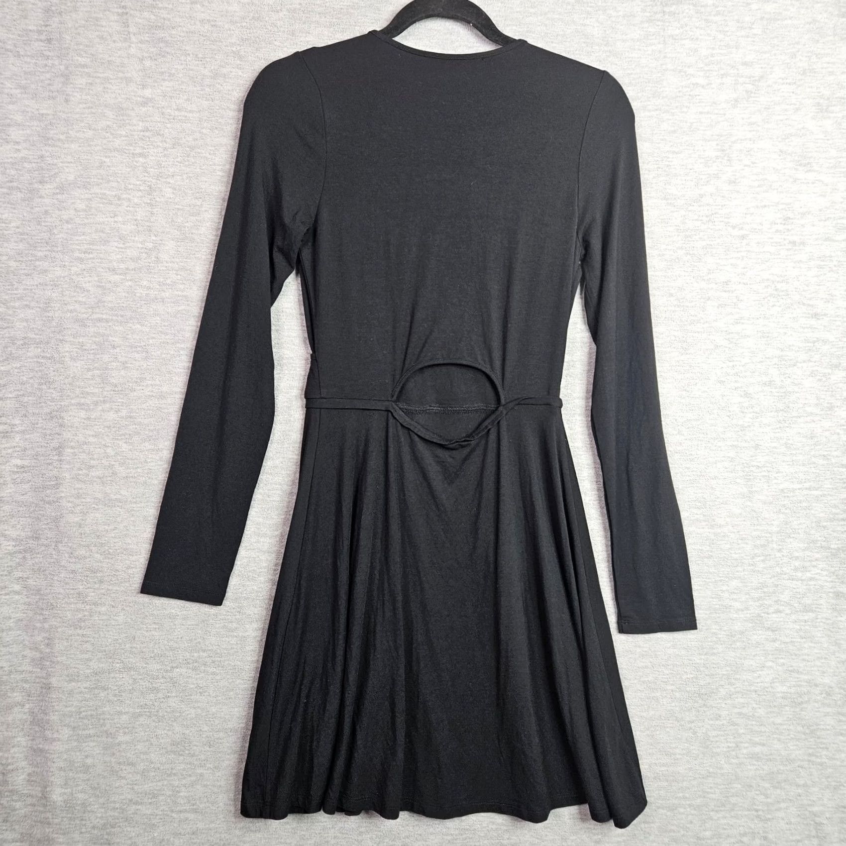 Vintage TART Wrap Dress Shirt Ladies Black Long Sleeve V-Neck Stretch Mod al Size S Small Knee Length Vintage No Size S / US 4 / IT 40 - 2 Thumbnail