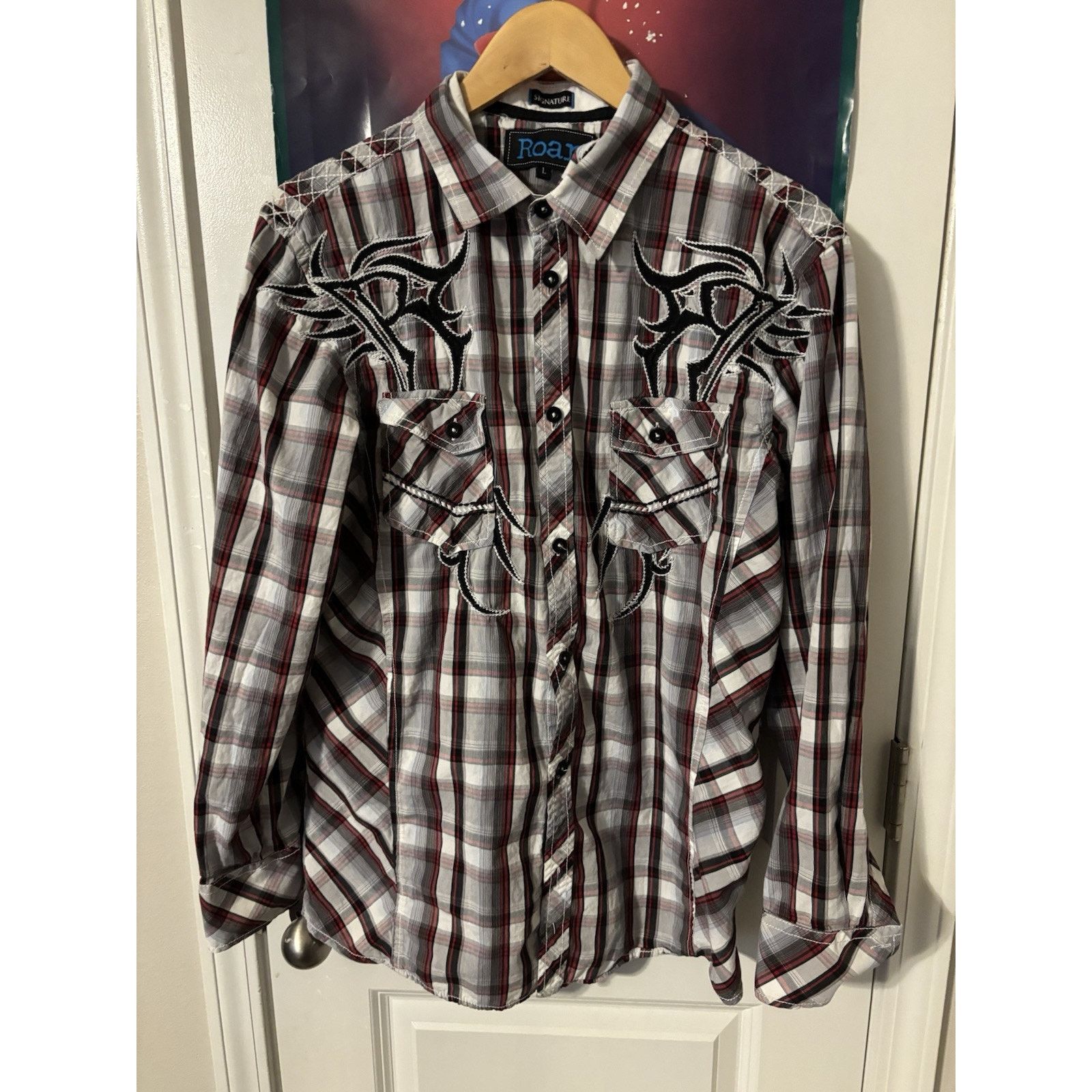 Vintage Roar Signature L Red Black Plaid Discord Western Cowboy Size US L / EU 52-54 / 3 - 4 Thumbnail