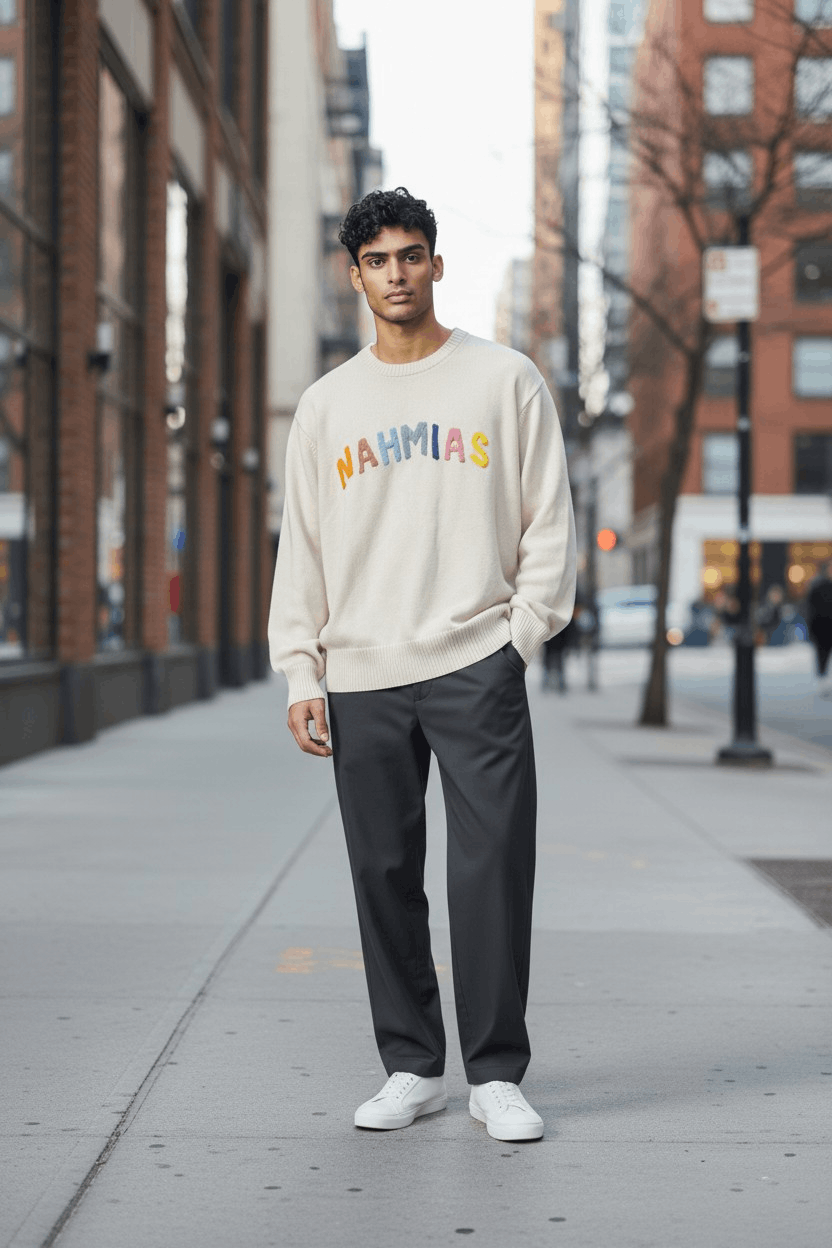 Nahmias Nahmias Rainbow Intarsia Crewneck Sweater Size US XL / EU 56 / 4 - 1 Thumbnail