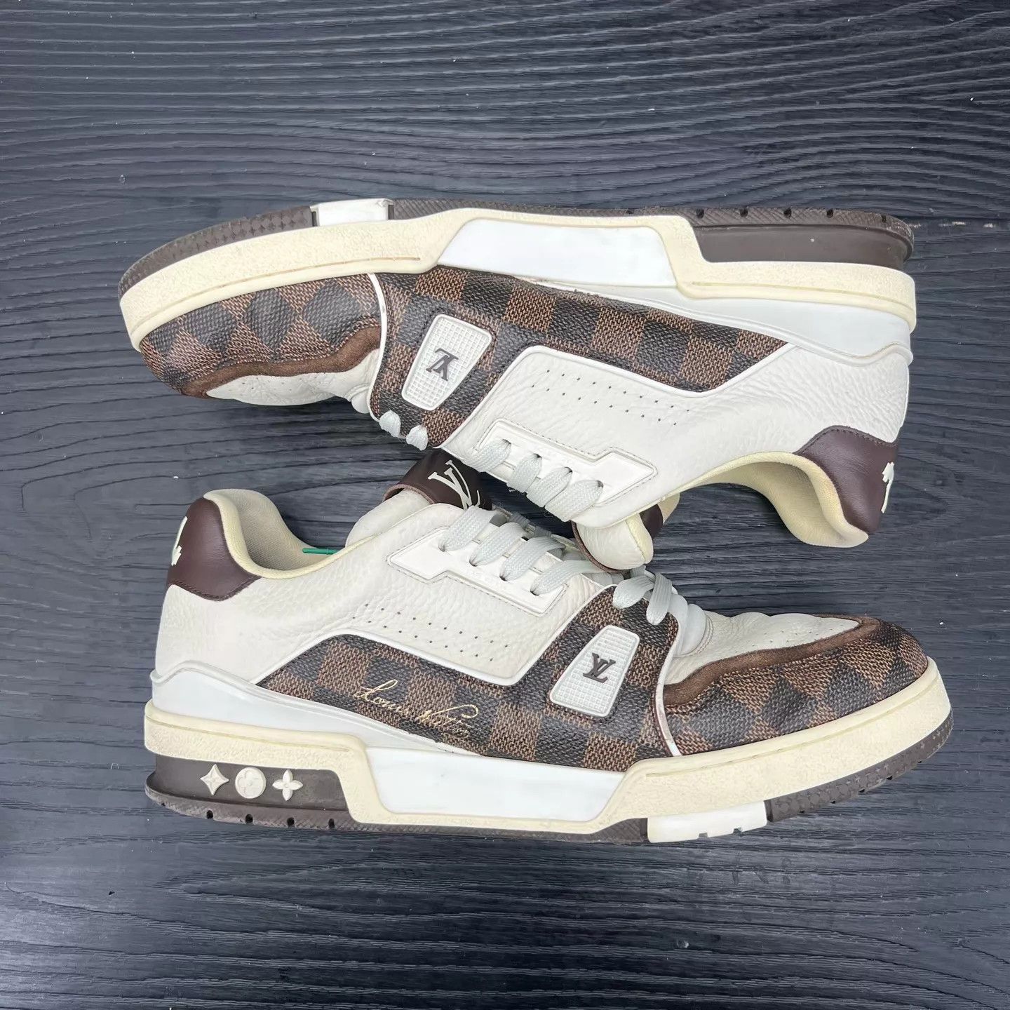 Louis Vuitton LV Trainer Damier Black/White/Brown 43.5 GC Box Size US 10.5 / EU 43-44 - 3 Thumbnail