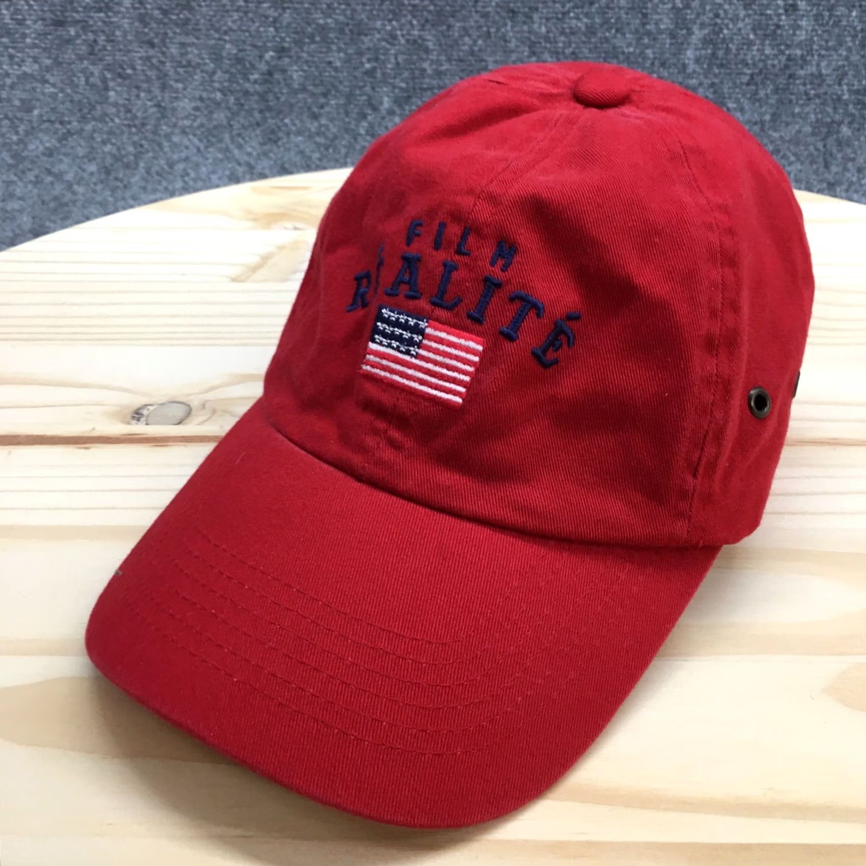 Vintage Film Realite America Baseball Cap Hat Mens OS Red Cotton Adjustable Sportsman Size ONE SIZE - 2 Thumbnail