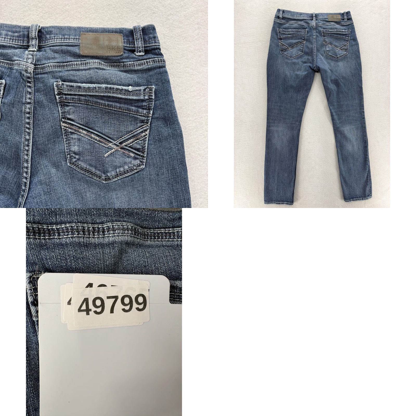 BKE Ethan Jeans Mens 33x32 Blue Medium Wash Straight Stretch Denim Grunge