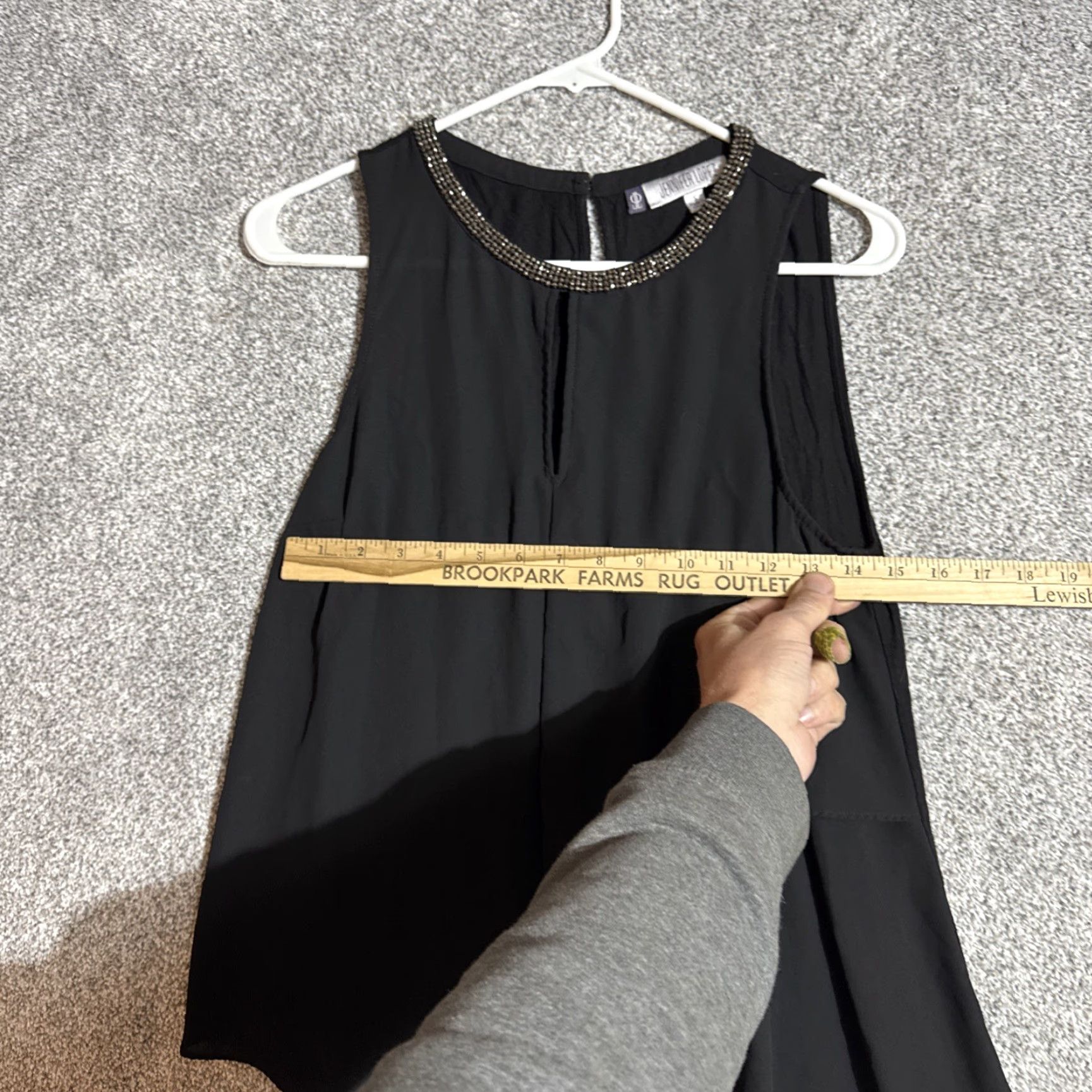 Vintage JLO Top Blouse Small Sleeveless Round Neck Rhinestone Asymmetrical Sparkly Evening Wear Black Polyester Womens S Shirt Size S / US 4 / IT 40 - 3 Thumbnail