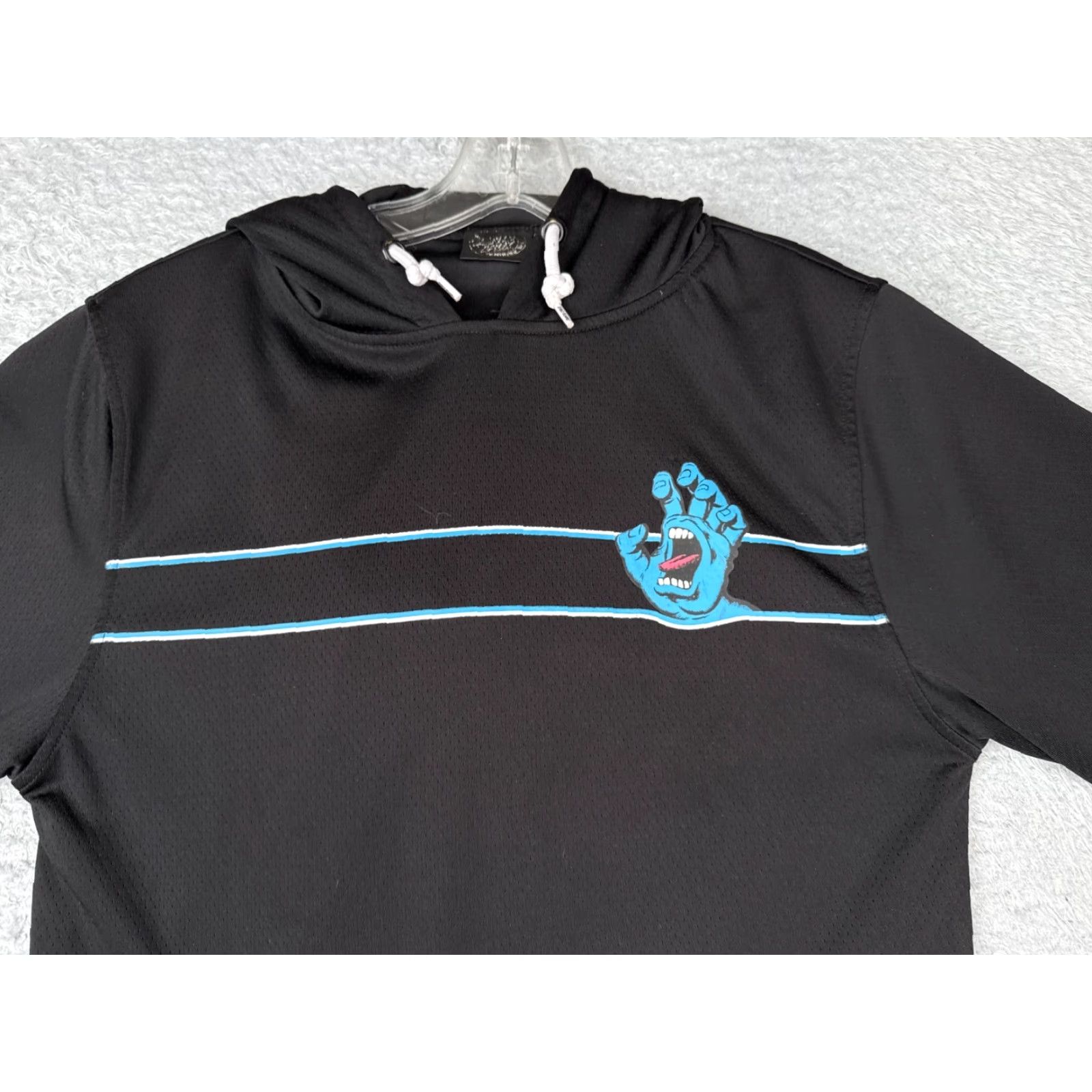 Vintage Santa Cruz Hoodie Women Small Black 100% Polyester Hooded Pockets Logo Crew Neck Pullover Size S / US 4 / IT 40 - 4 Thumbnail